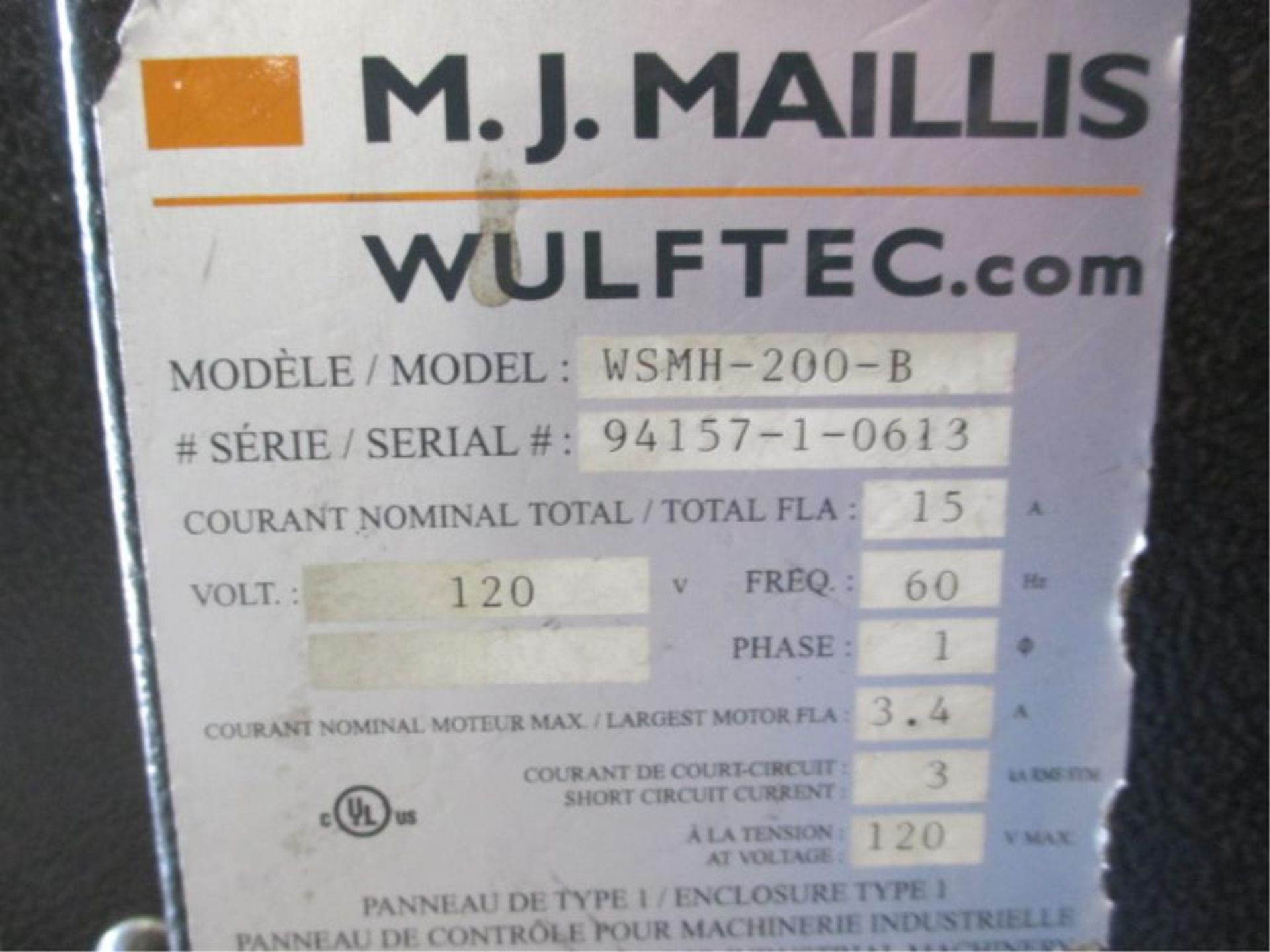 Wulftec / M.J. Maillis WSMH-200-B Semi-Automatic Turntable Stretch Wrapper. 120V, 60Hz, 15A. S/N- - Image 4 of 4