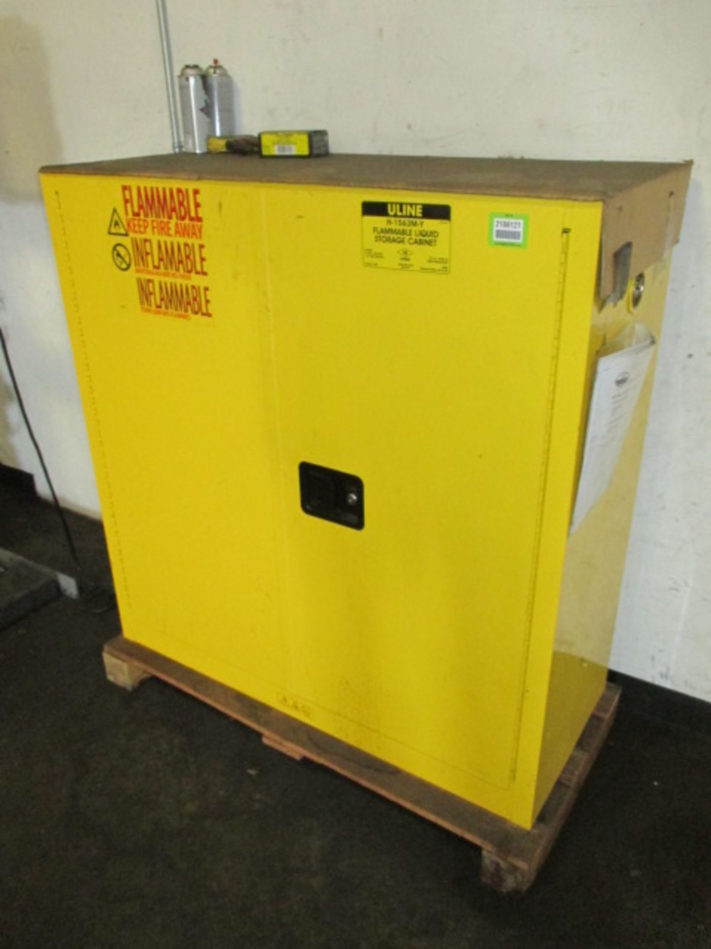 Uline H-1563M-Y Flammable Materials Storage Cabinet. HIT# 2188121. Building 1. Asset(s) Located at