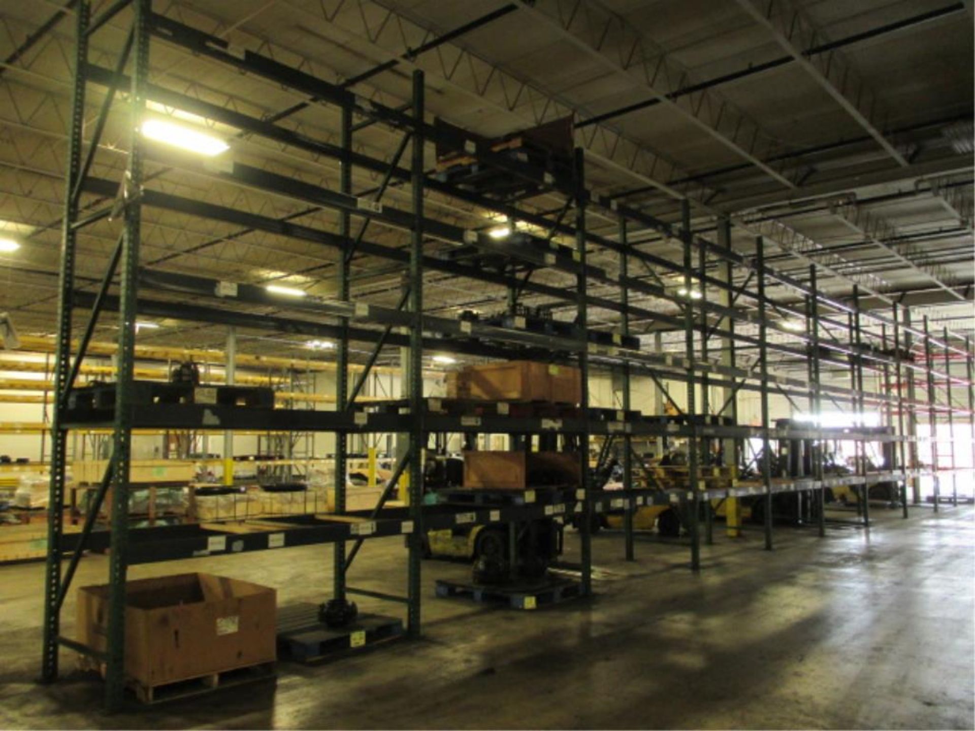 Lot: (5 Tier, 11 sections) Warehouse Pallet Racking, Teardrop Style. Consisting of: (11) Upright