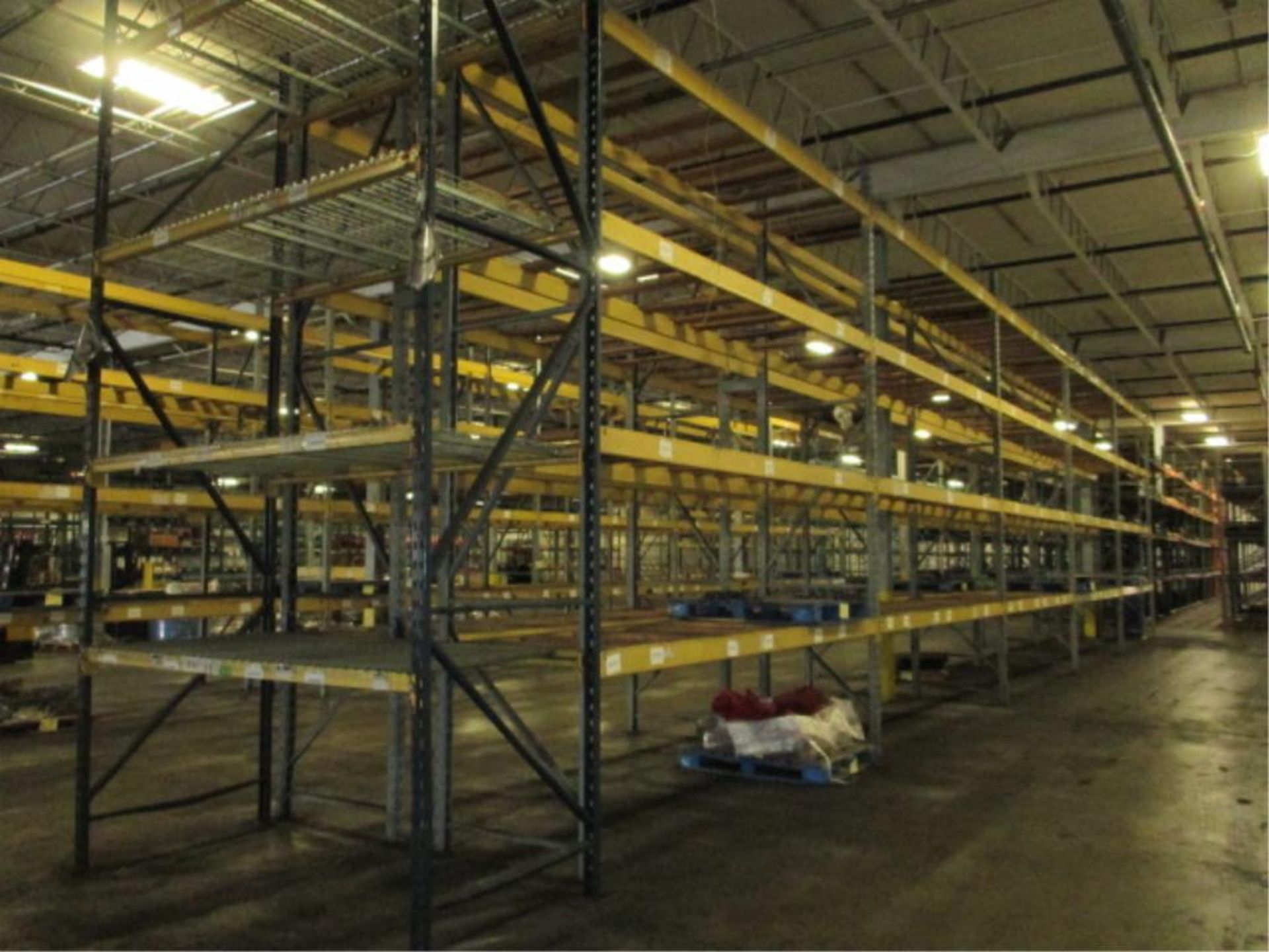Lot: (4 Tier, 11 sections) Warehouse Pallet Racking, Slotted Angle and (1 section) T-Bolt Style.