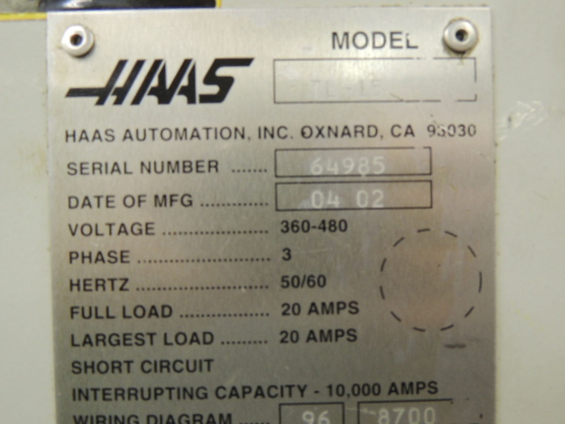 HAAS TL 15 CNC 02.0" barwork capacity, sub spindle, X-Z Axis, 12 station turret, Hybrid 6 UDI-30, - Image 5 of 6