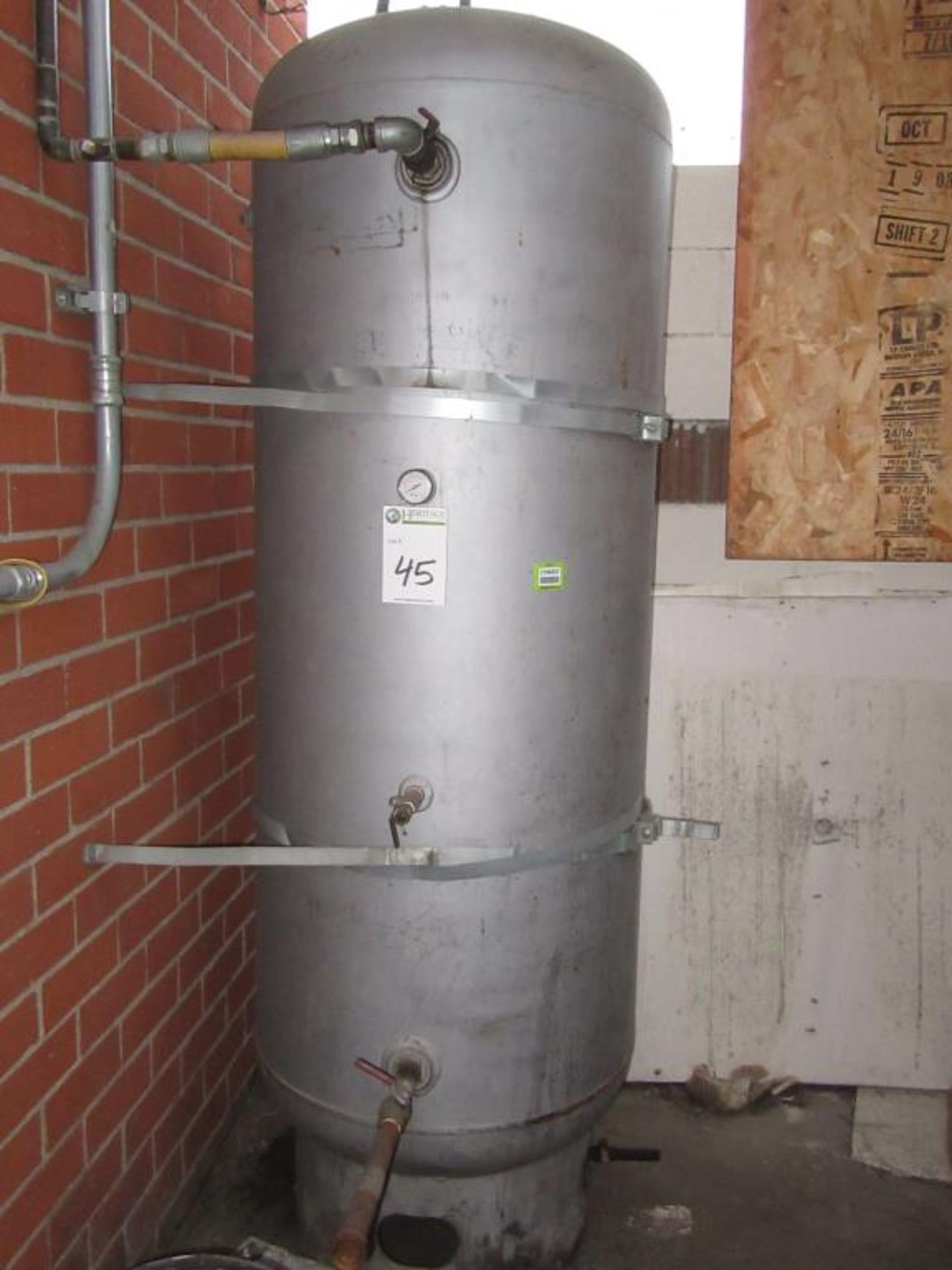 Vertical Air Receiving Tank Approx. 32" Dia. X 80"H. HIT# 2194932. Asset(s) Located at 14582