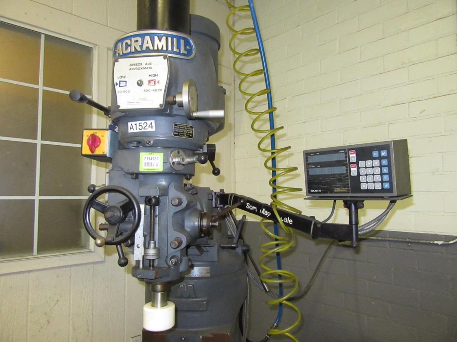Acramill LS-2S Vertical Milling Machine 60 - 4200 RPM with T-Slot Table 42"L x 9"W, 2-Axis DRO, 2. - Image 4 of 7