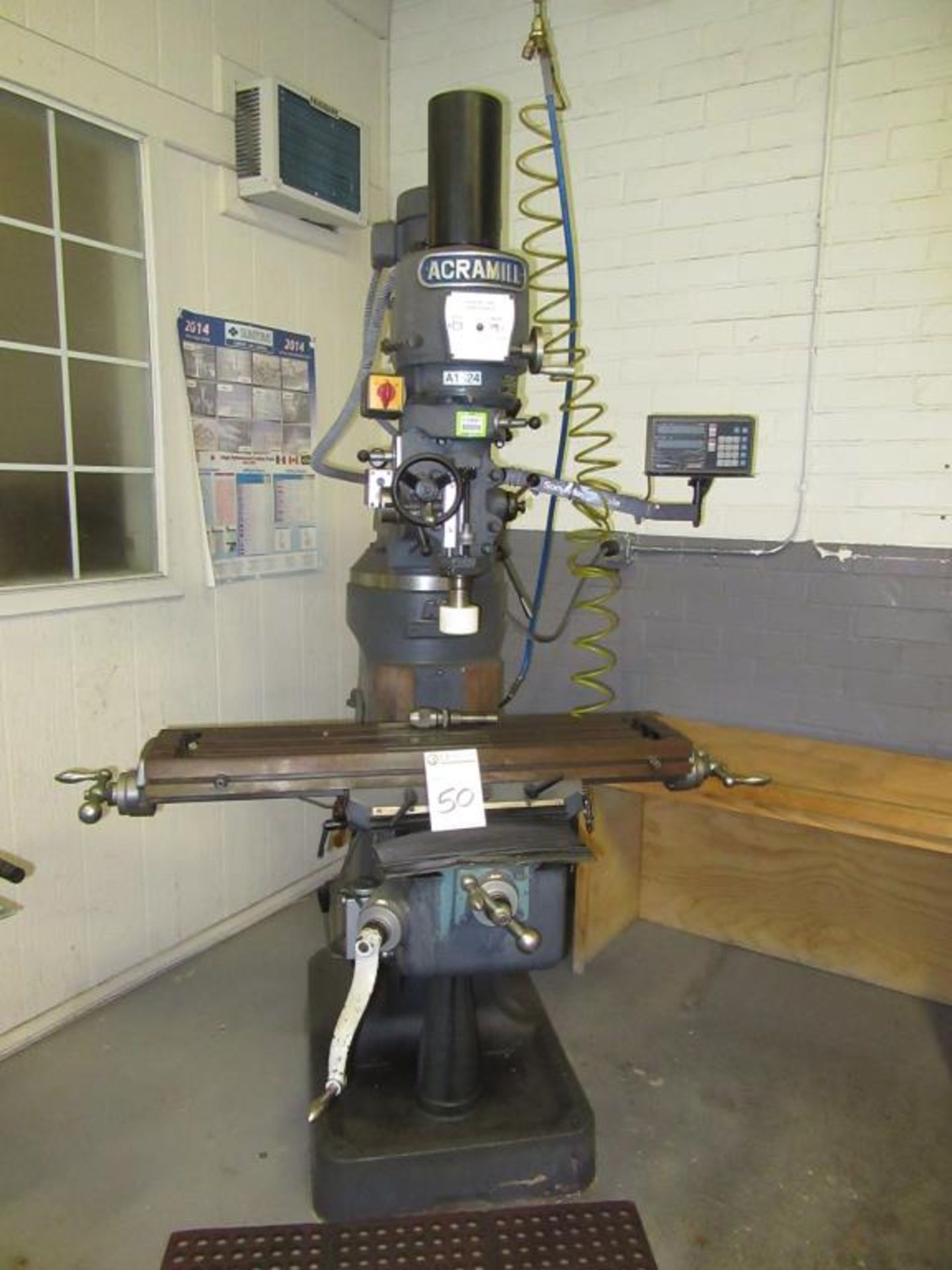 Acramill LS-2S Vertical Milling Machine 60 - 4200 RPM with T-Slot Table 42"L x 9"W, 2-Axis DRO, 2.