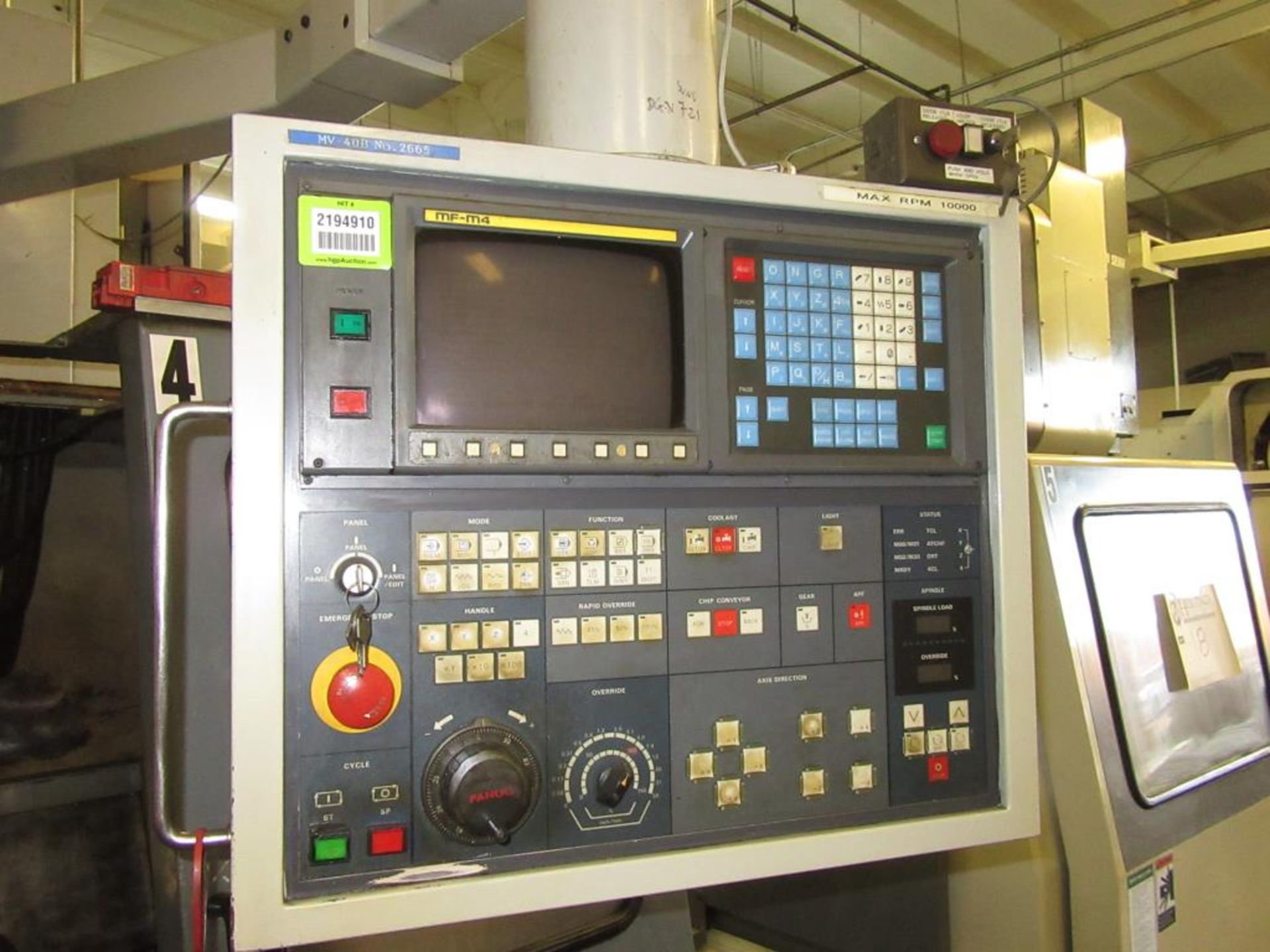 Mori Seiki MV-40B 1990 - CNC Vertical Machining Center with MF-M4 3-Axis Control Panel, Table Size - Image 3 of 10
