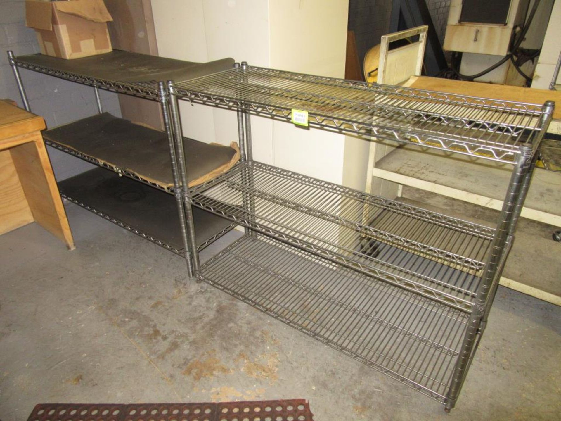 Lot: (3) Items, Consisting of: (2) Wire Shelf Stands 48"L x 37"H x 18"W with 1-Box of