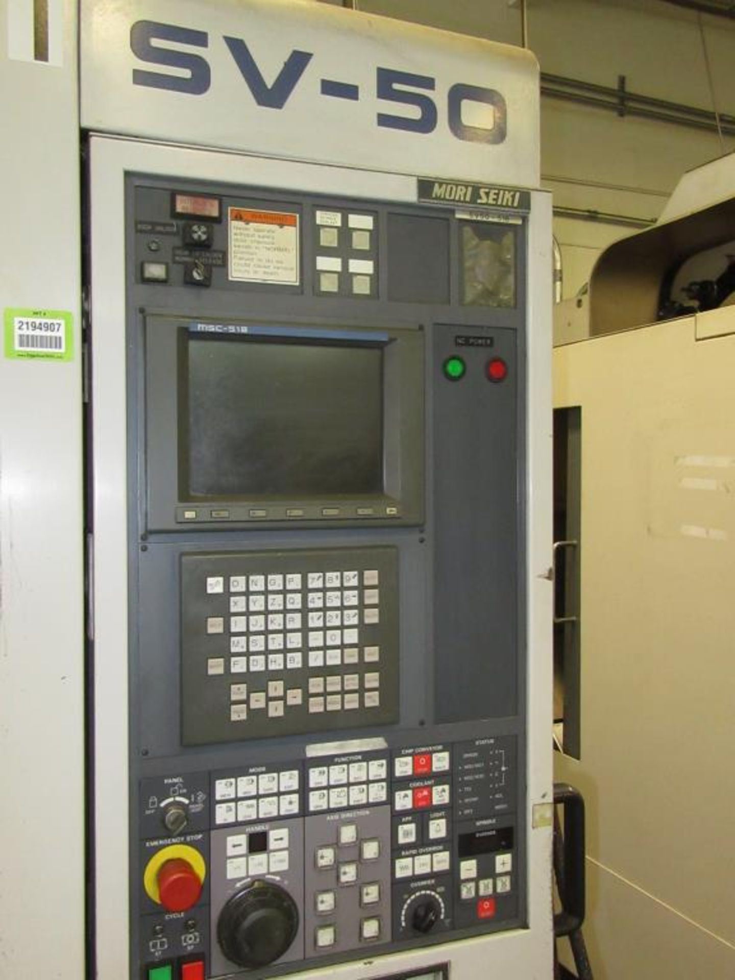 Mori Seiki SV-50 / 40 1996 - CNC Vertical Machining Center with MSC-518 3-Axis Control Panel, - Image 2 of 8