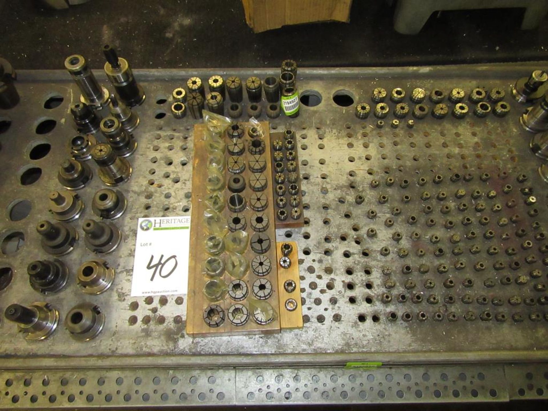 Lot: (16) Assorted Cat 40 Tool Holders & Approx. (170) Assorted Small & Medium Sized Collets on Work