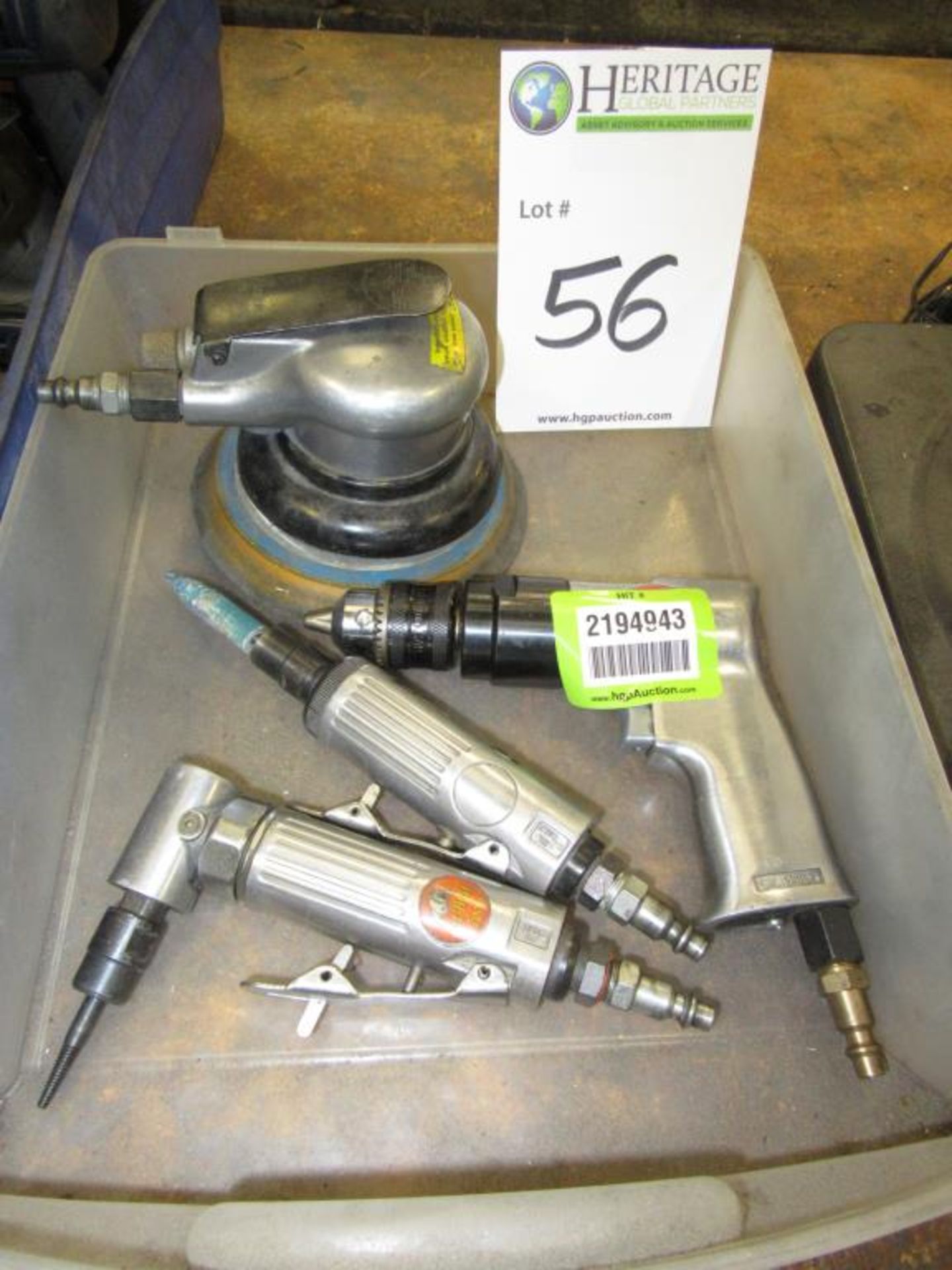 Lot: (4) Pneumatic Tools, Consisting of: (1) 5 1/2" Orbital Sander, (1) 3/8" Drill & (2) Screw