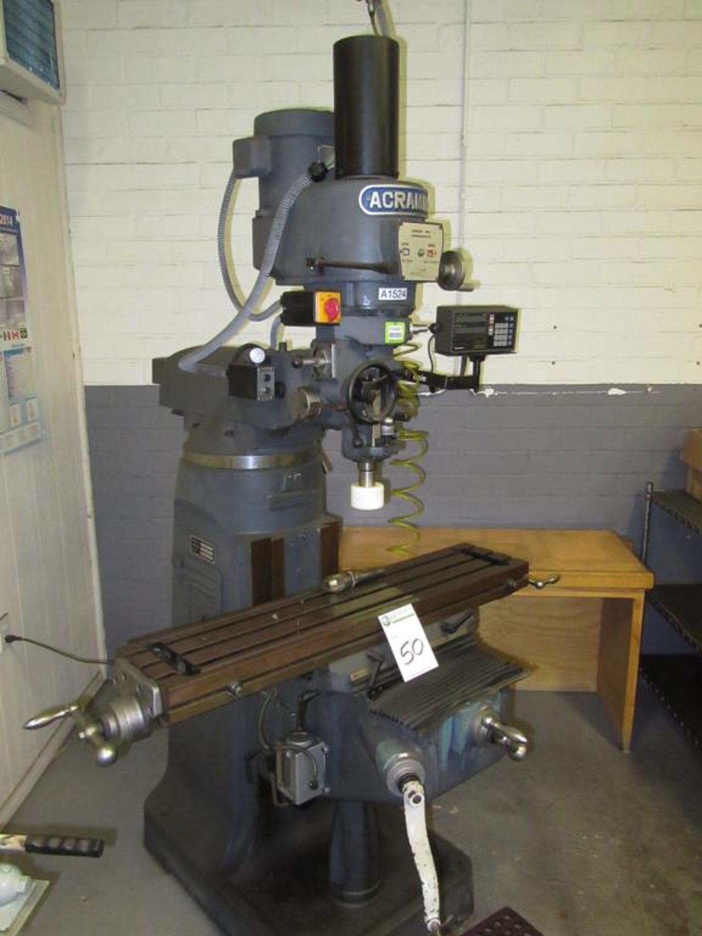 Acramill LS-2S Vertical Milling Machine 60 - 4200 RPM with T-Slot Table 42"L x 9"W, 2-Axis DRO, 2. - Image 2 of 7