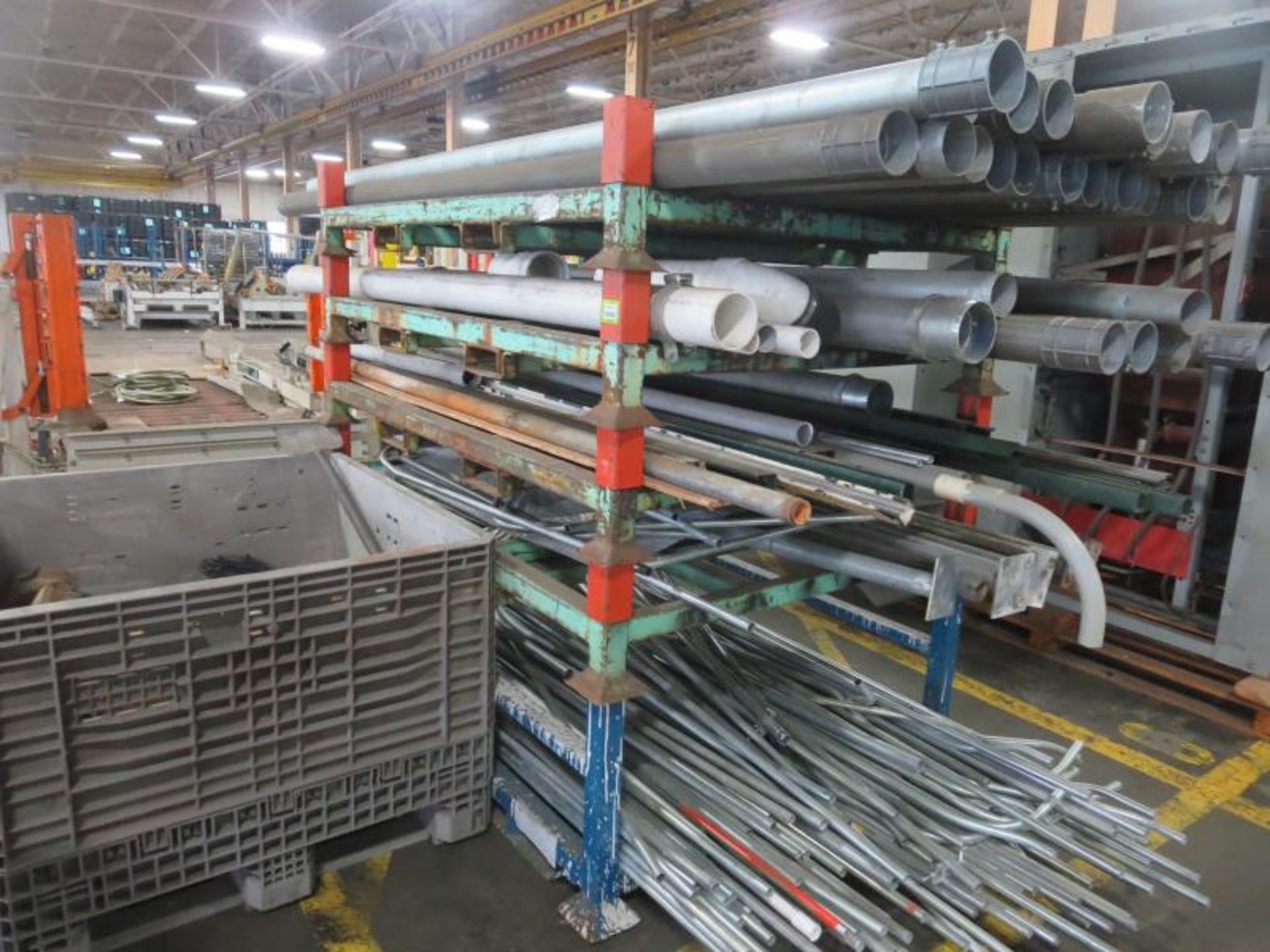 Lot (Qty 2) Electrical Conduit & Fittings. Contents of Rack & Tote, consisting of various conduit