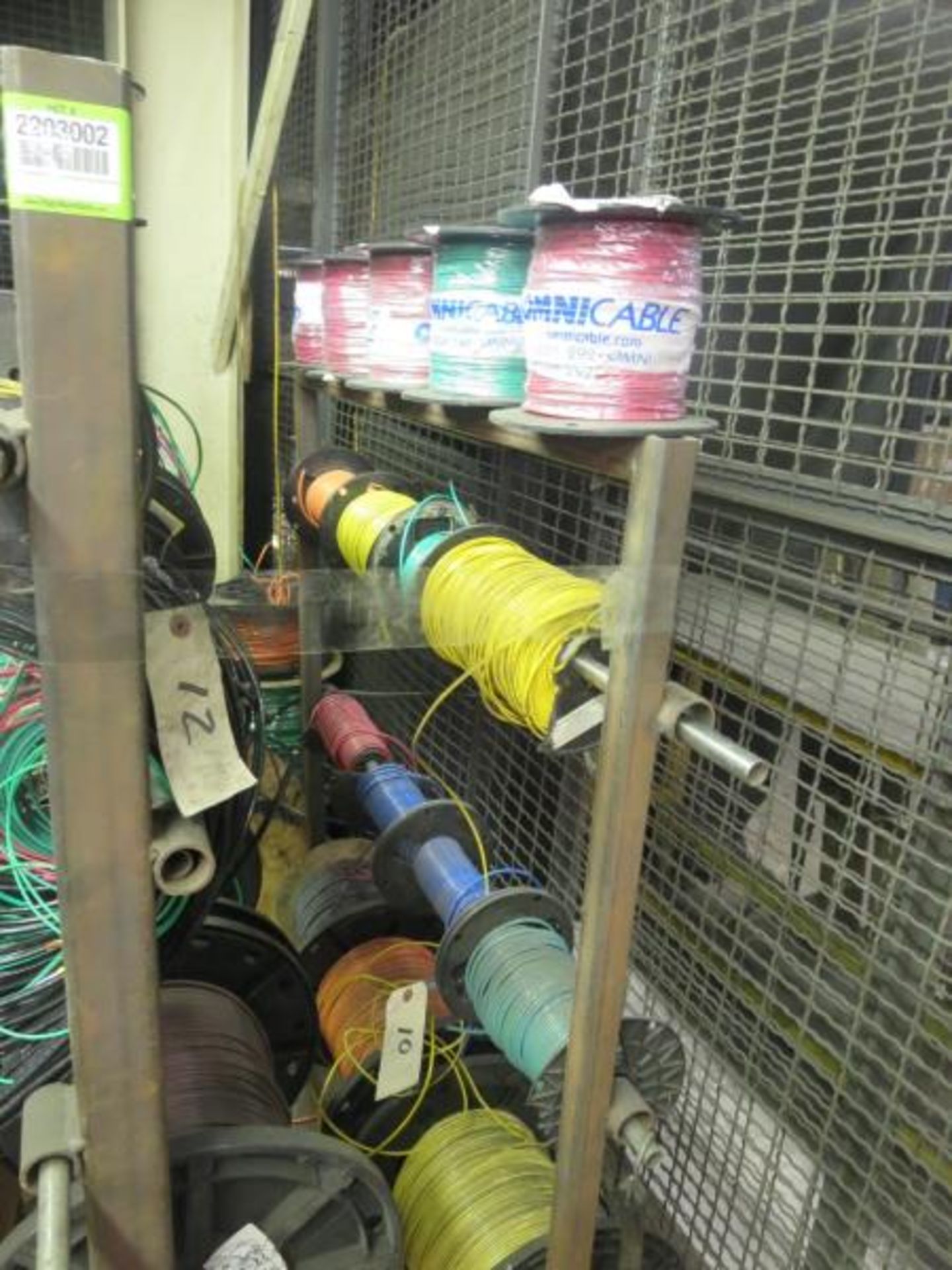 Electrical Wire. Rack, with contents & wire on floor next to Rack. Hit # 2203002. Bldg.1 Elect. - Image 2 of 5