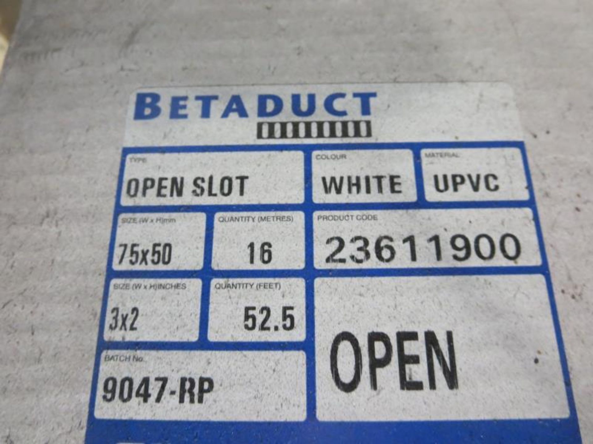 Lot 2 boxes Betaduct. Open Slot 16per box, white, UPVC 3 x 2 x 75. Hit # 2202999. Bldg.1 Cage. - Image 2 of 2