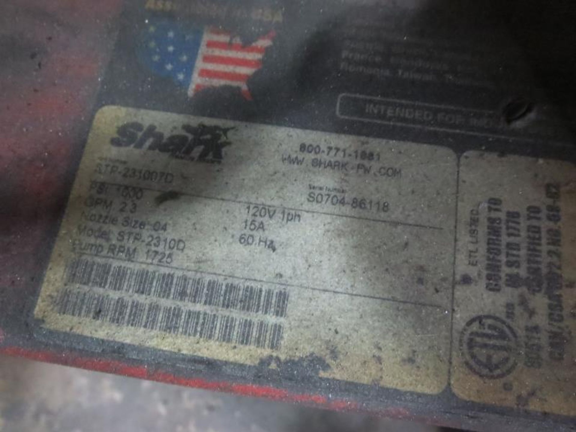 Shark STP-2310 Electric Hot Water Pressure Washer. 1000psi, 2.3 GPM, 120v. SN# S0704-86118. Hit # - Image 5 of 7