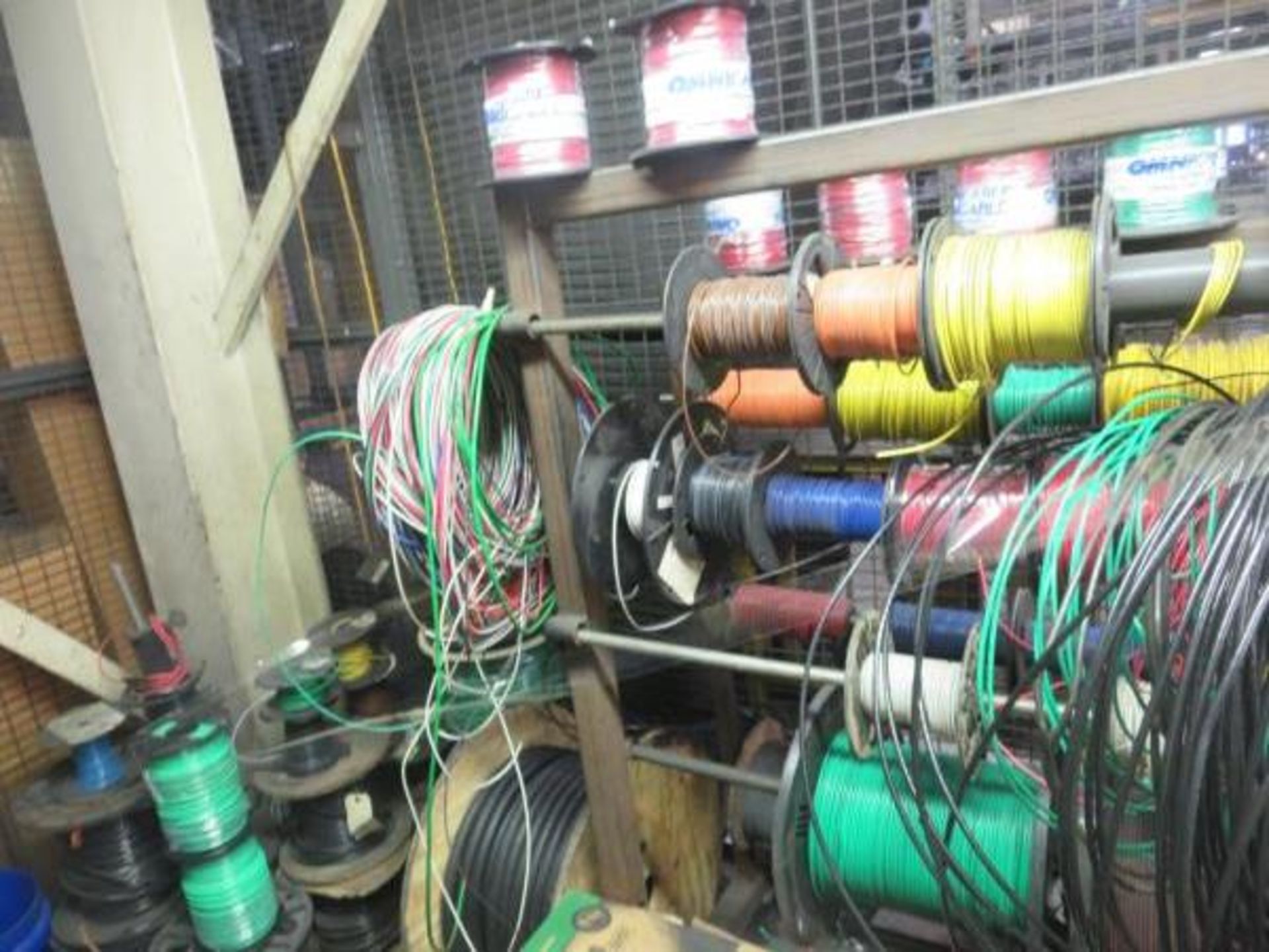 Electrical Wire. Rack, with contents & wire on floor next to Rack. Hit # 2203002. Bldg.1 Elect. - Image 4 of 5