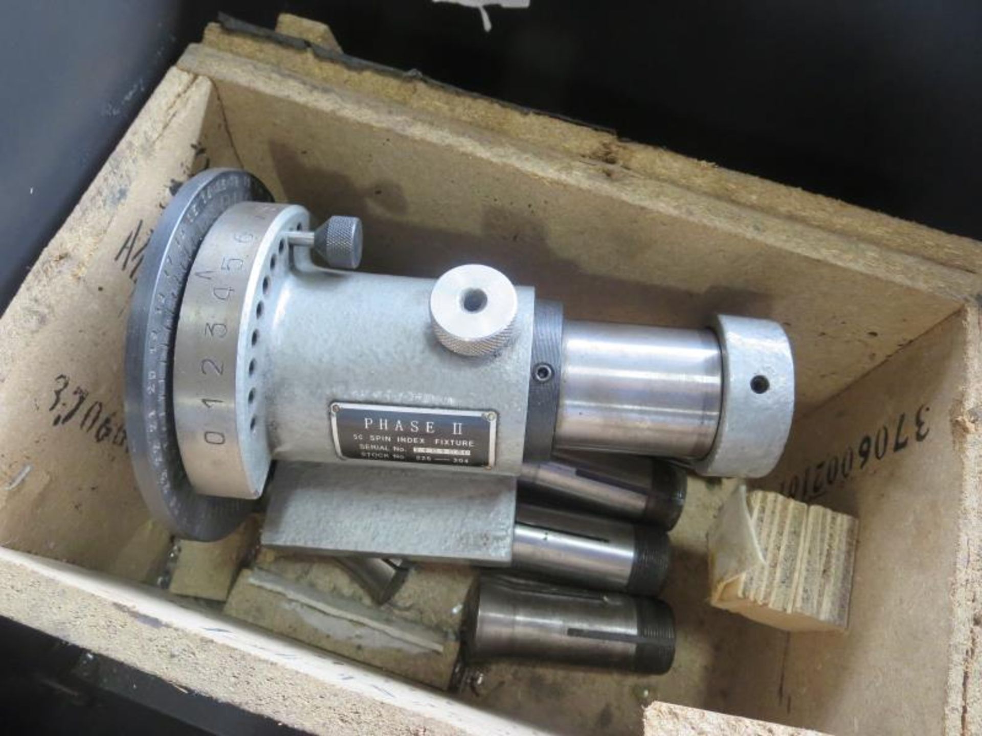 Lathe Chuck, 4 jaw, 23 1/2" dia. with file cabinet containing Phase 2 Index with collets. Hit # - Bild 3 aus 3