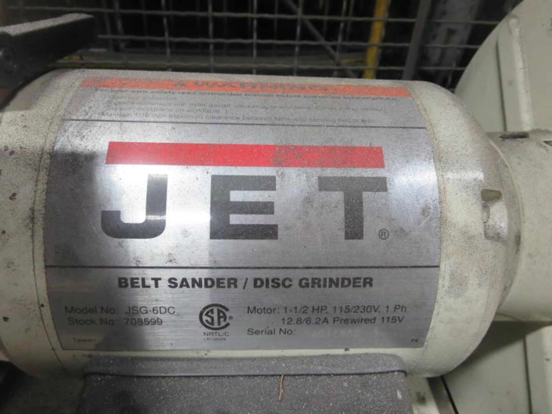 Jet JSG-6DC 6" Belt Sander & 12" Disc Grinder, 115/230v. SN# 709599. Hit # 2202847. Bldg.1 Maint. - Image 3 of 3