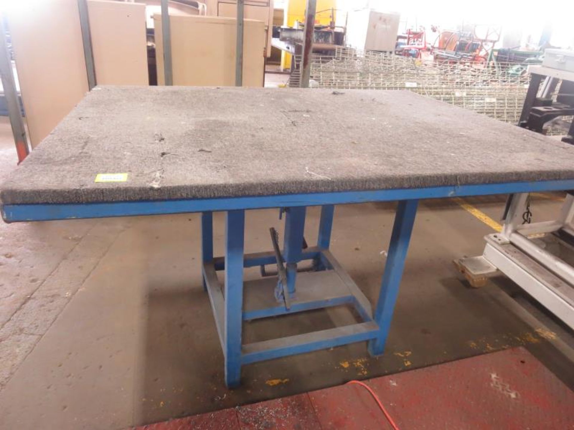 Rotating Work Table, 48" x 60" x 37"h with hydraulic lift. Hit # 2185765. M8-M9. Asset Located at