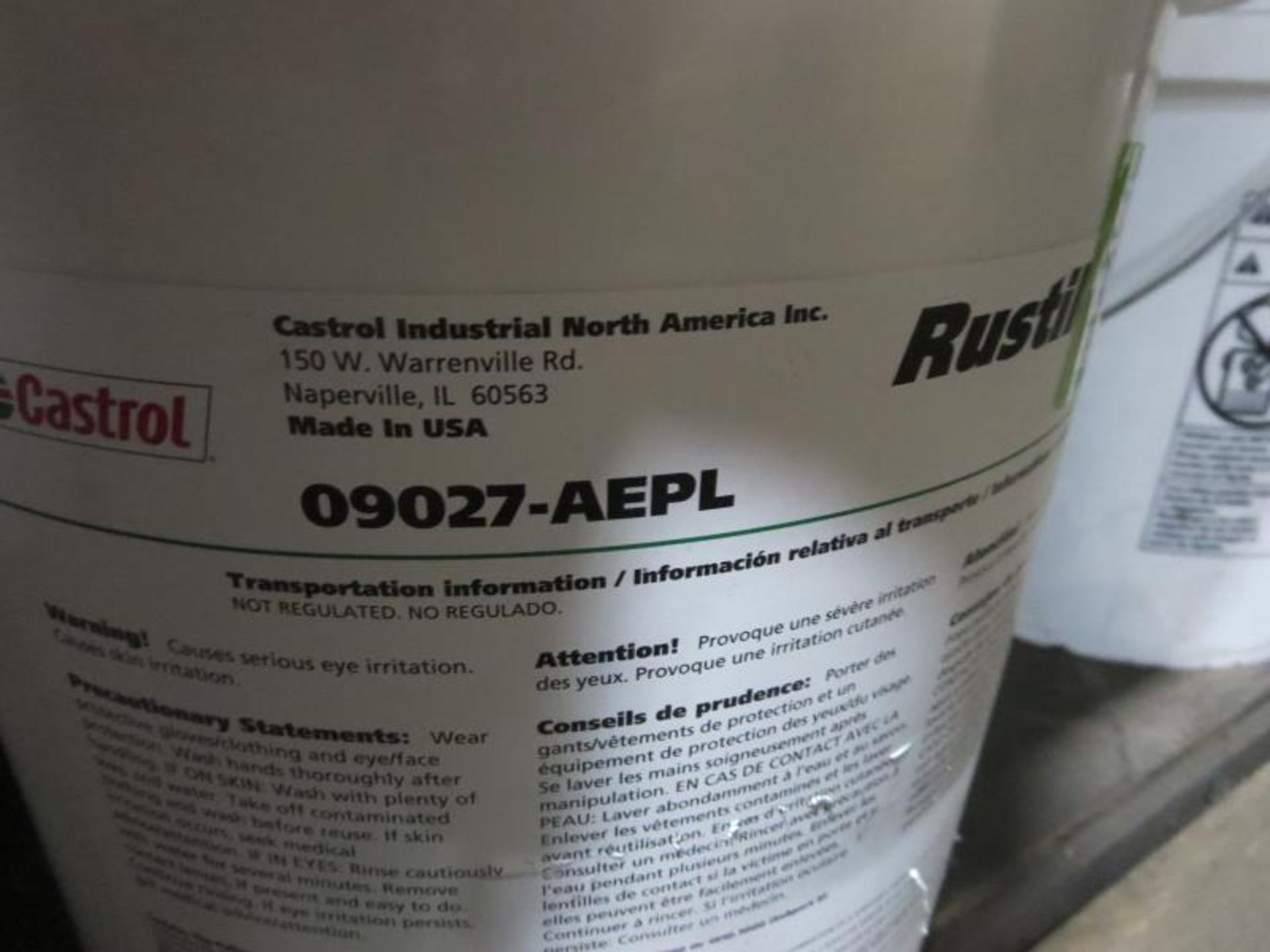 Lot (Qty 4) 5 gal buckets Rustilo 4175 and Castrol Industrial 09027-AEPL. Hit # 2202994. Bldg.1 - Image 3 of 4