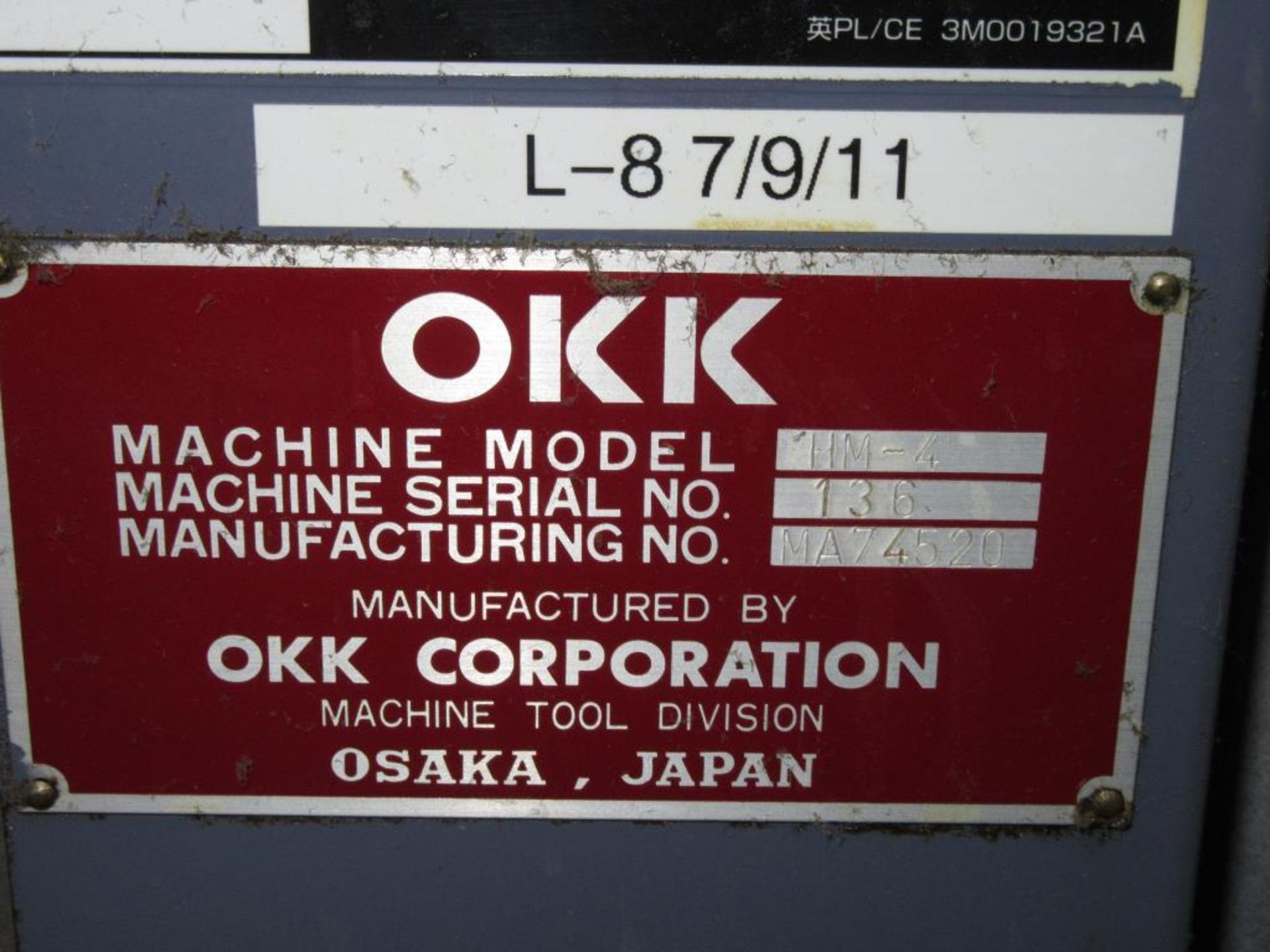 OKK HM-4. 1999 - CNC Horizontal Machining Center with Fanuc Series 21i-M 3-Axis Control Panel, (2) - Image 13 of 17