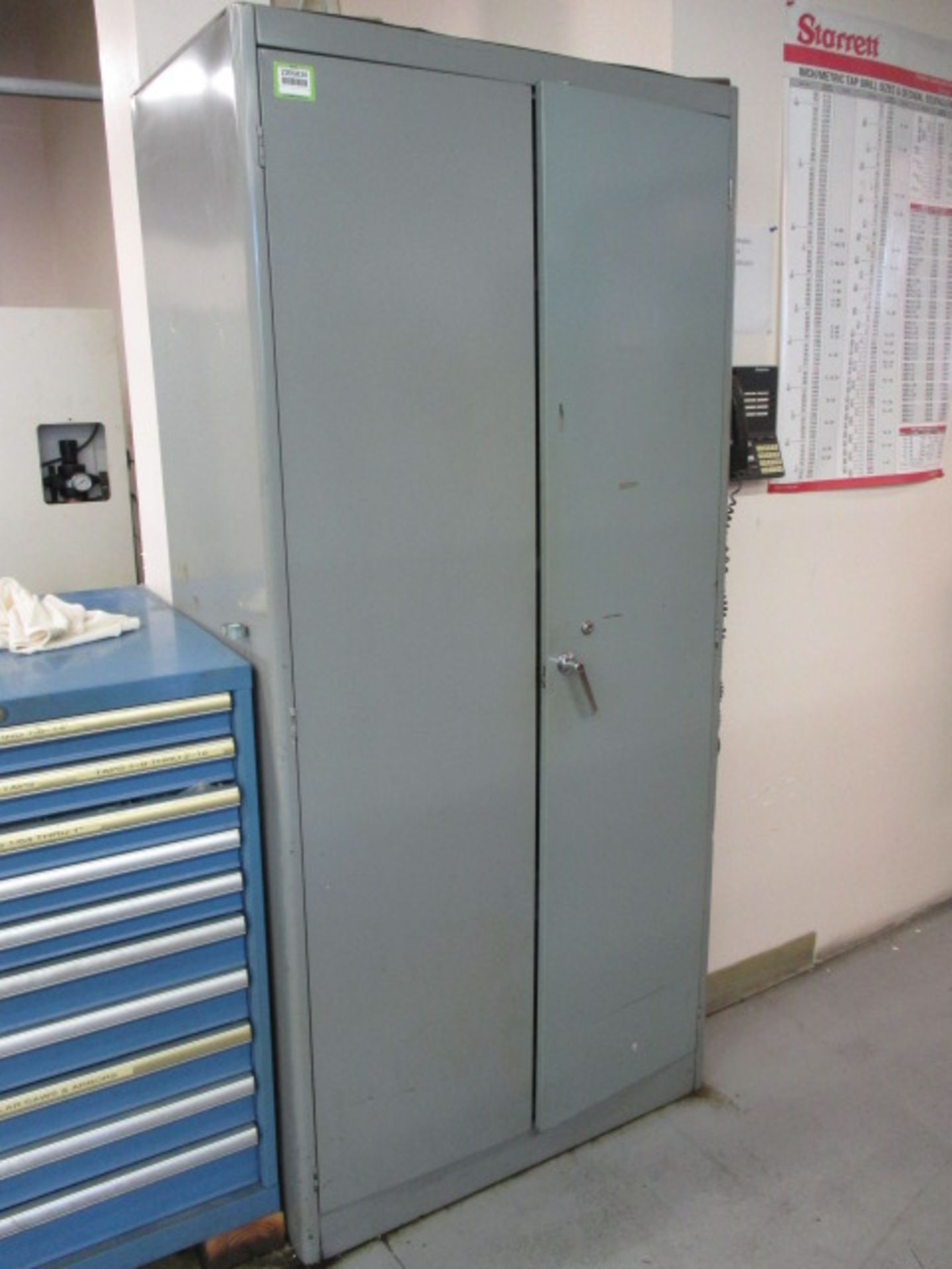 Cabinet with Contents. Huot Lot: (1) Storage Cabinets with (6) Drill Cabinets and Drill Bits. HIT#