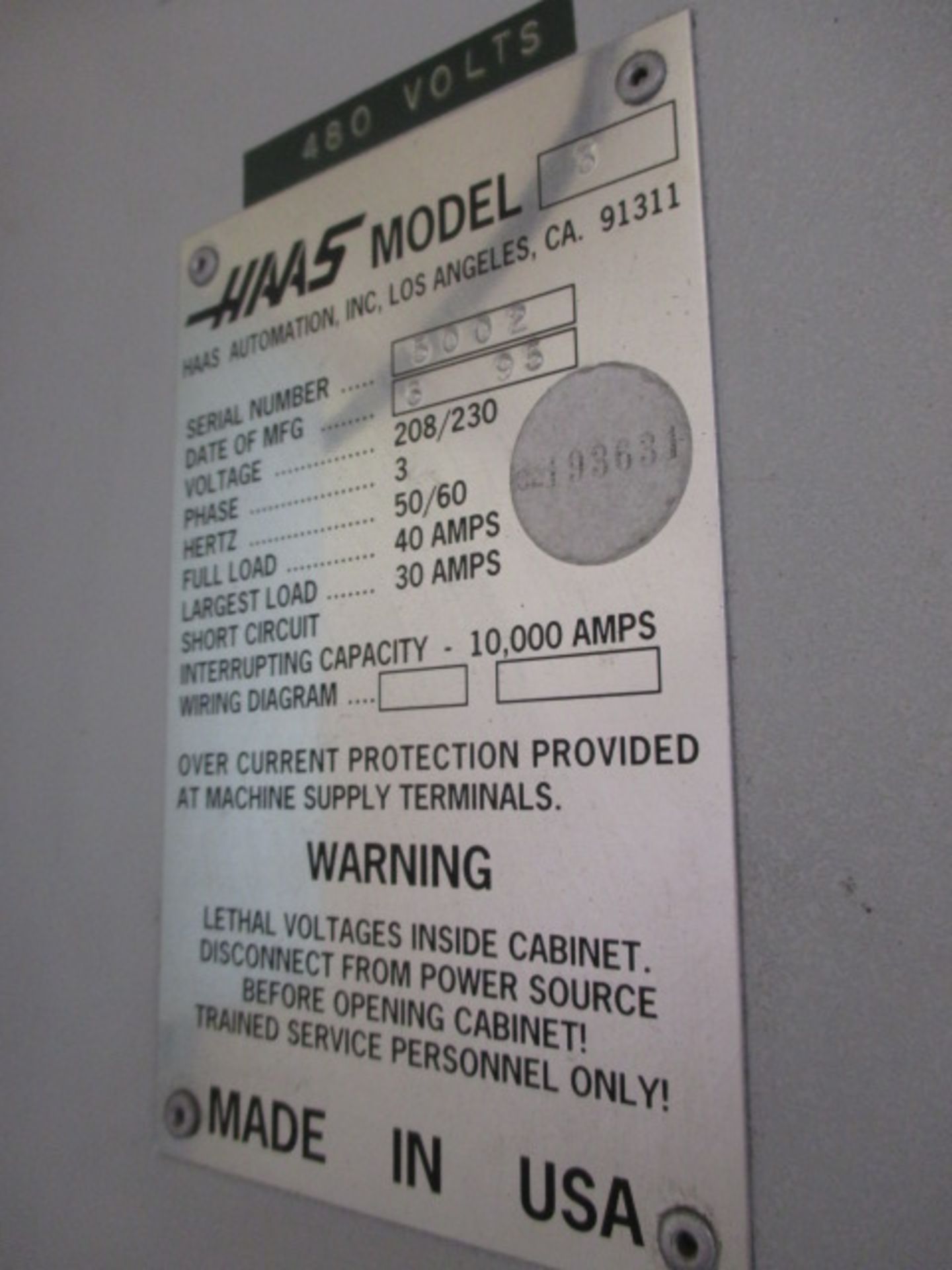 Machining Center. 1995 Haas VF-3 4-Axis Vertical CNC Machining Center. 40"x 20"x 25" Table Work - Image 6 of 7