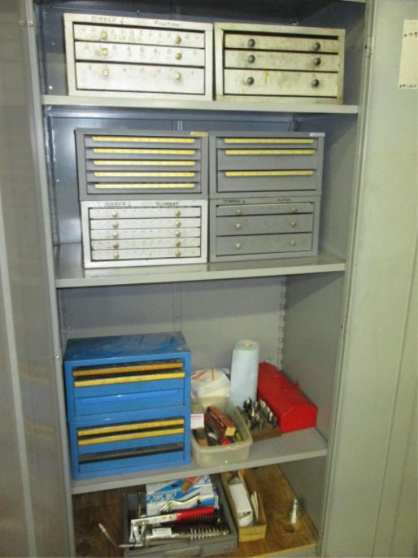 Cabinet with Contents. Huot Lot: (1) Storage Cabinets with (6) Drill Cabinets and Drill Bits. HIT# - Image 2 of 8