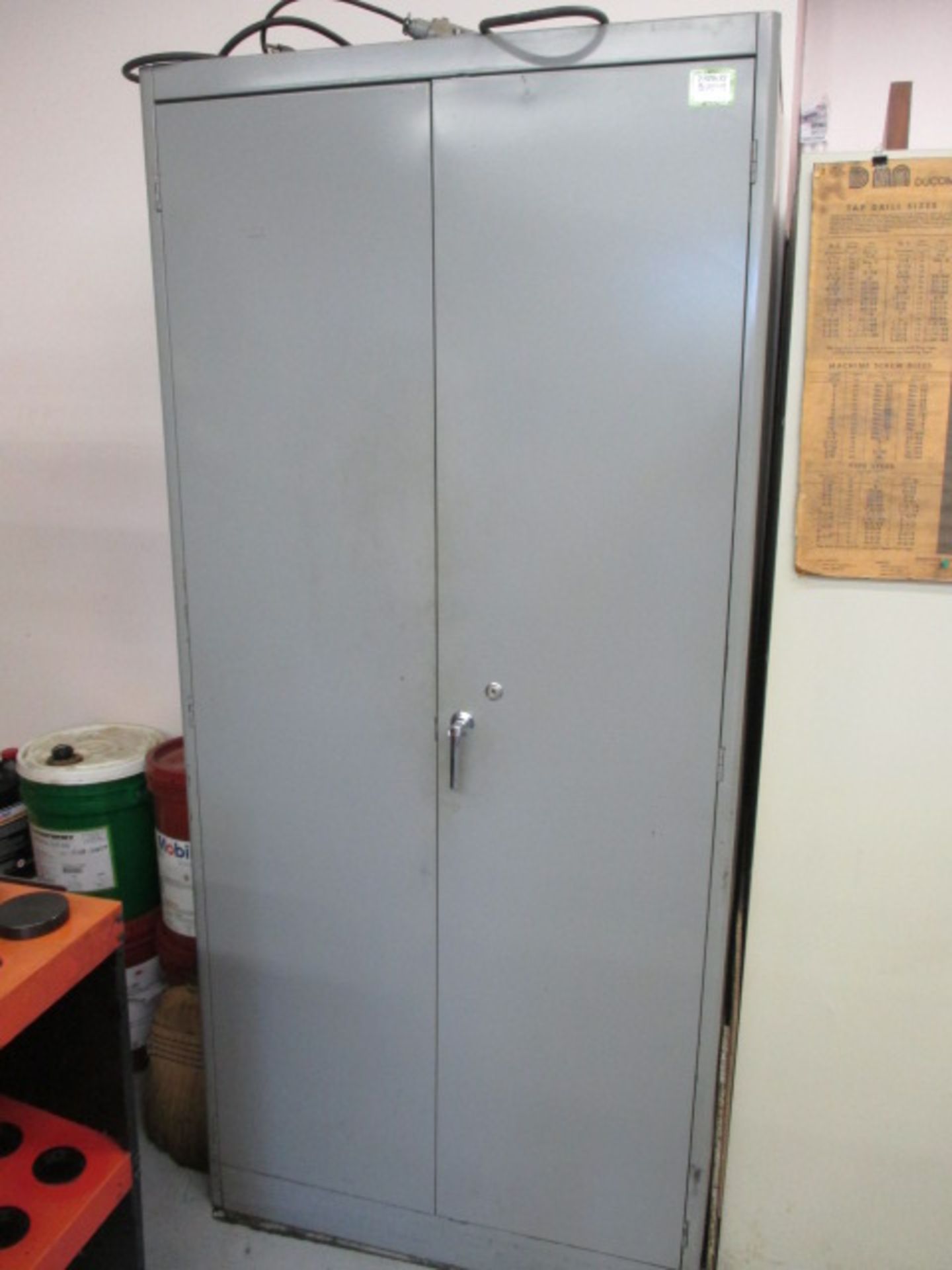 Cabinet with Contents. Storage Cabinet with Misc Tooling. HIT# 2205832. CNC Room. Asset Located at