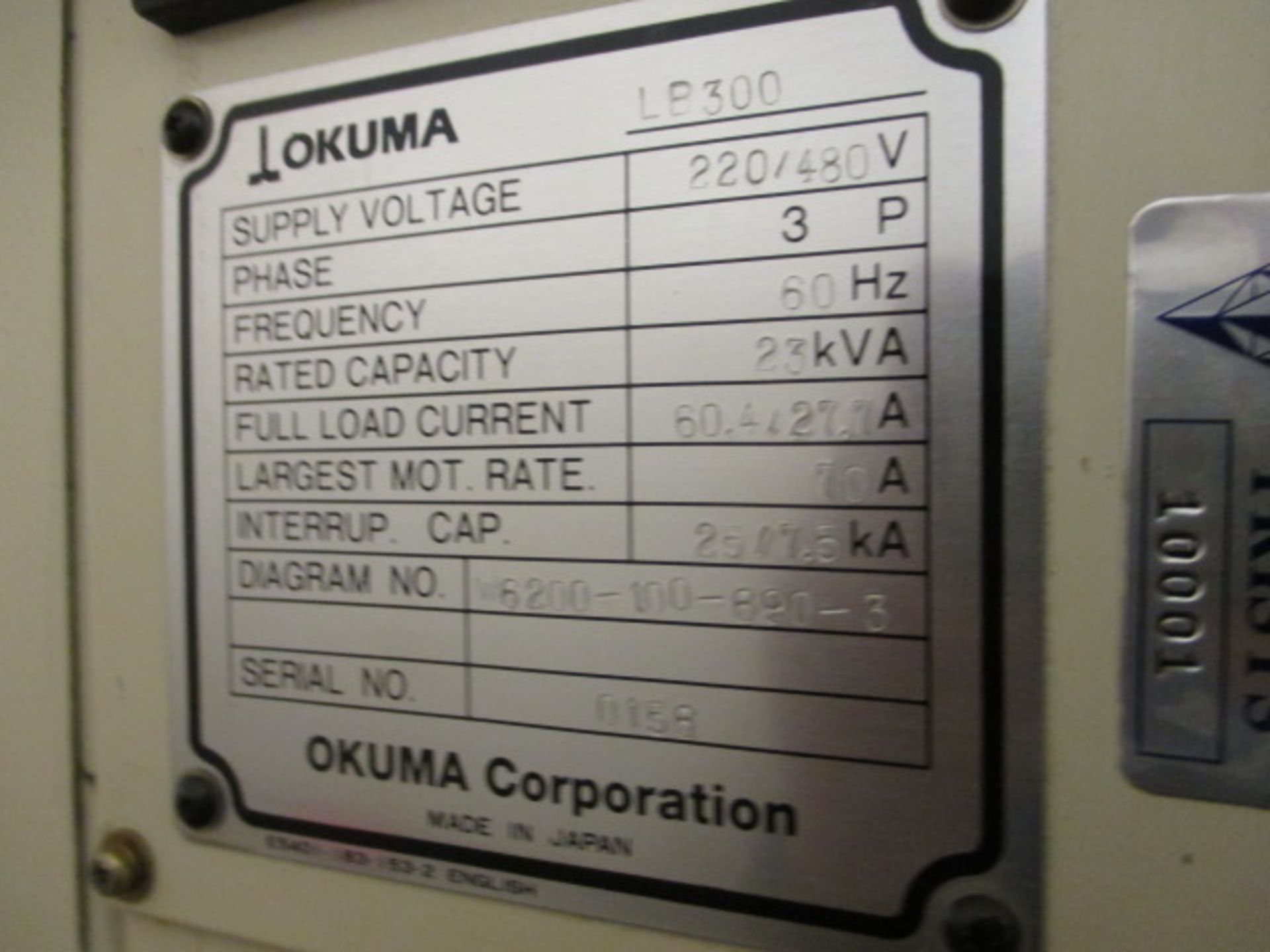 Turning Center. 1998 Okuma Space Turn LB300-M 3-Axis CNC Turning Center with Live Tool Turret, 8.25" - Image 6 of 9