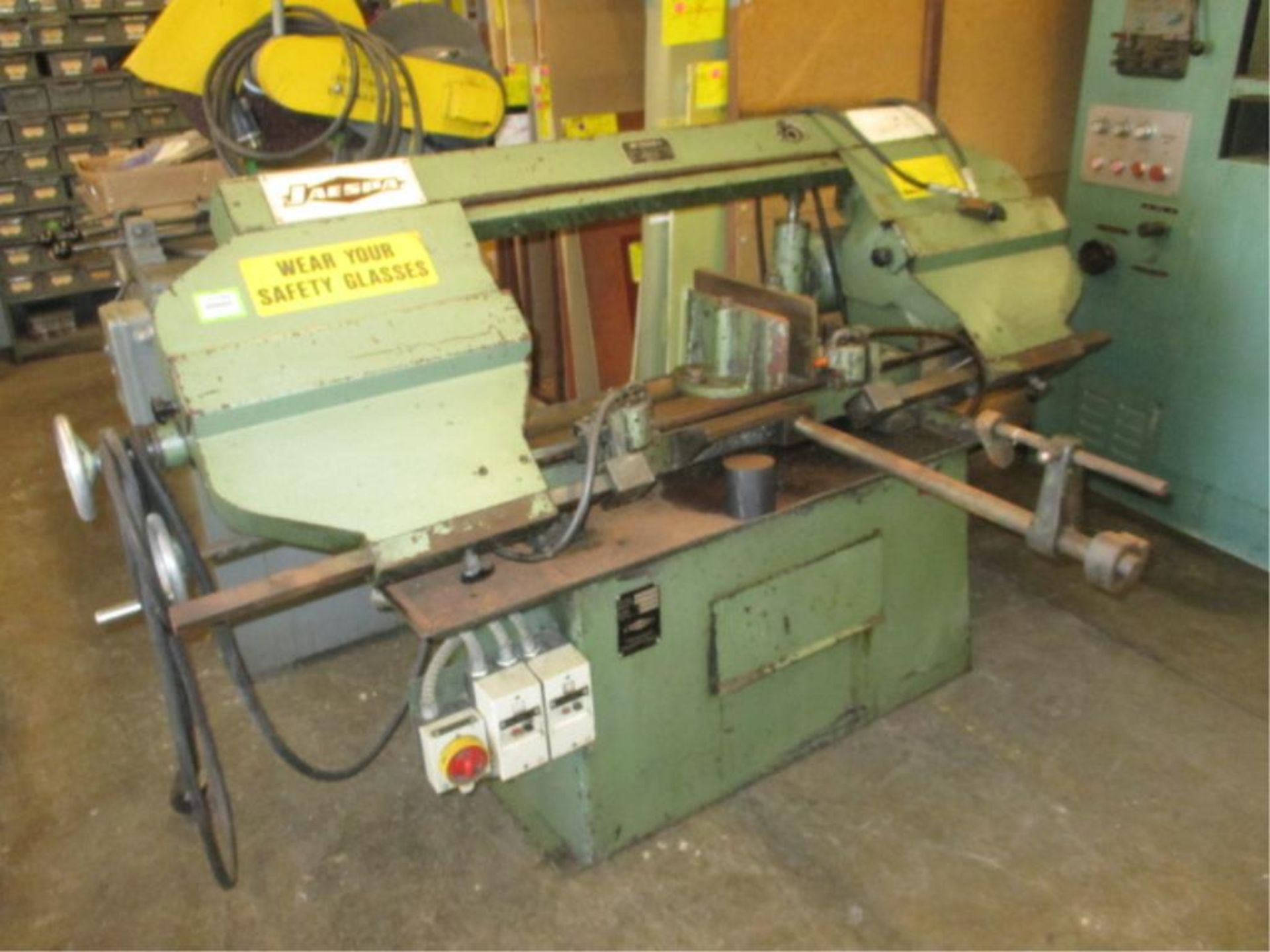 Bandsaw. Jaespa W-260 10" Horizontal Cut-Off Bandsaw. S/N-13534-85. HIT# 2205988. Main Room. Asset