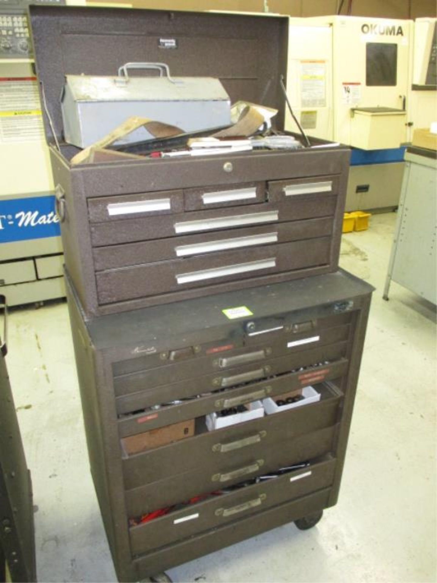 Tool Cabinet. Kennedy 14-Drawer Rolling Tool Cabinet with Contents. HIT# 2205851. CNC Room. Asset