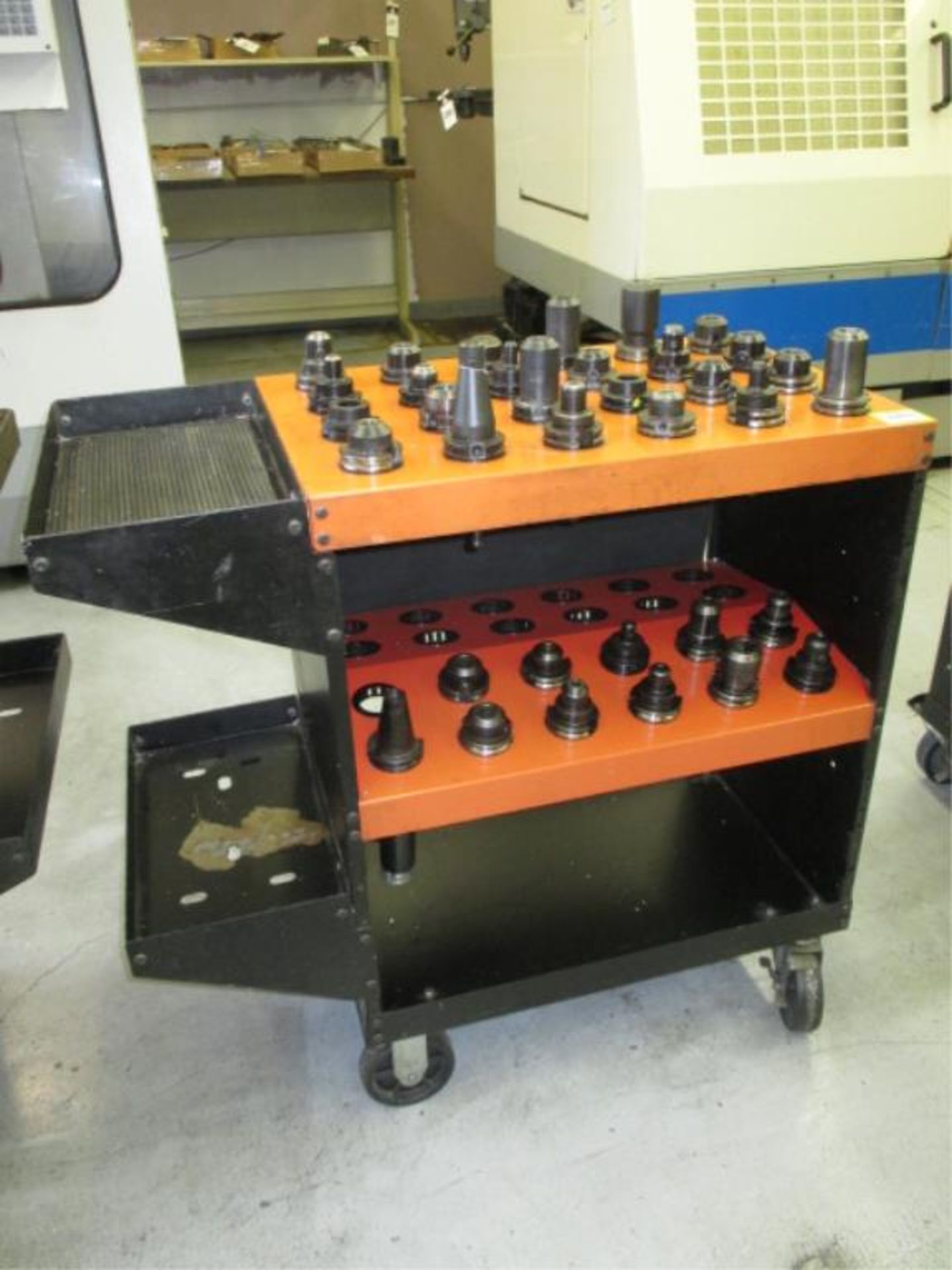 CNC Tool Cart. Huot ToolScoot CNC CAT-40 Tool Cart Transport with (35) Assorted Tools Holders.
