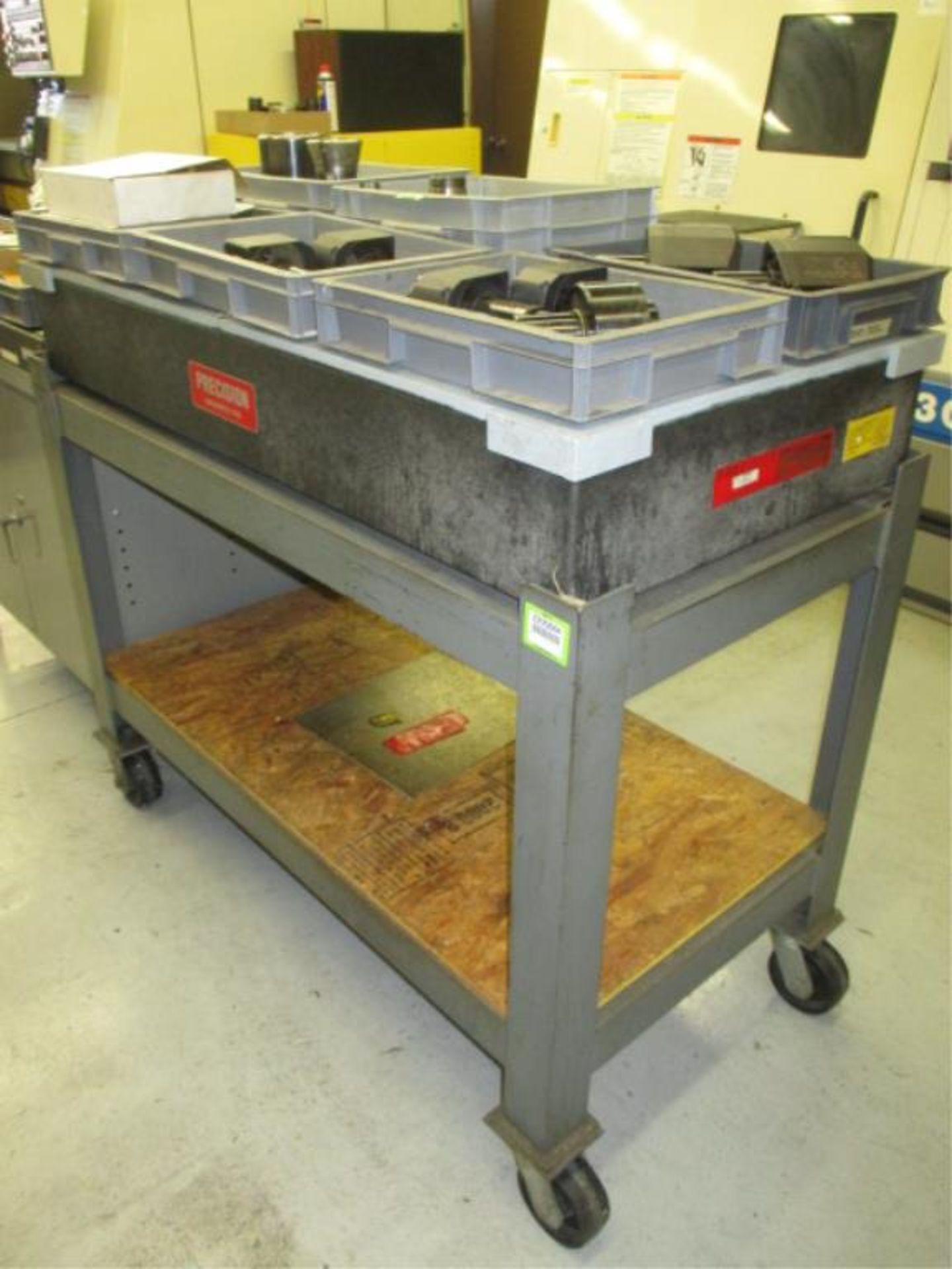 Surface Plate. Precision 24"x 48"x 6 1/2" Granite Surface Plate with Heavy Duty Rolling Cart. HIT#