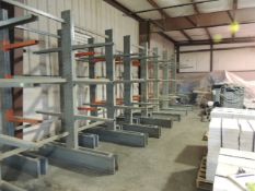 Lot: cantilever racks, (2) double sided ,base 84"x72" w/ (18) 3' arms, (1) double sided base 84"