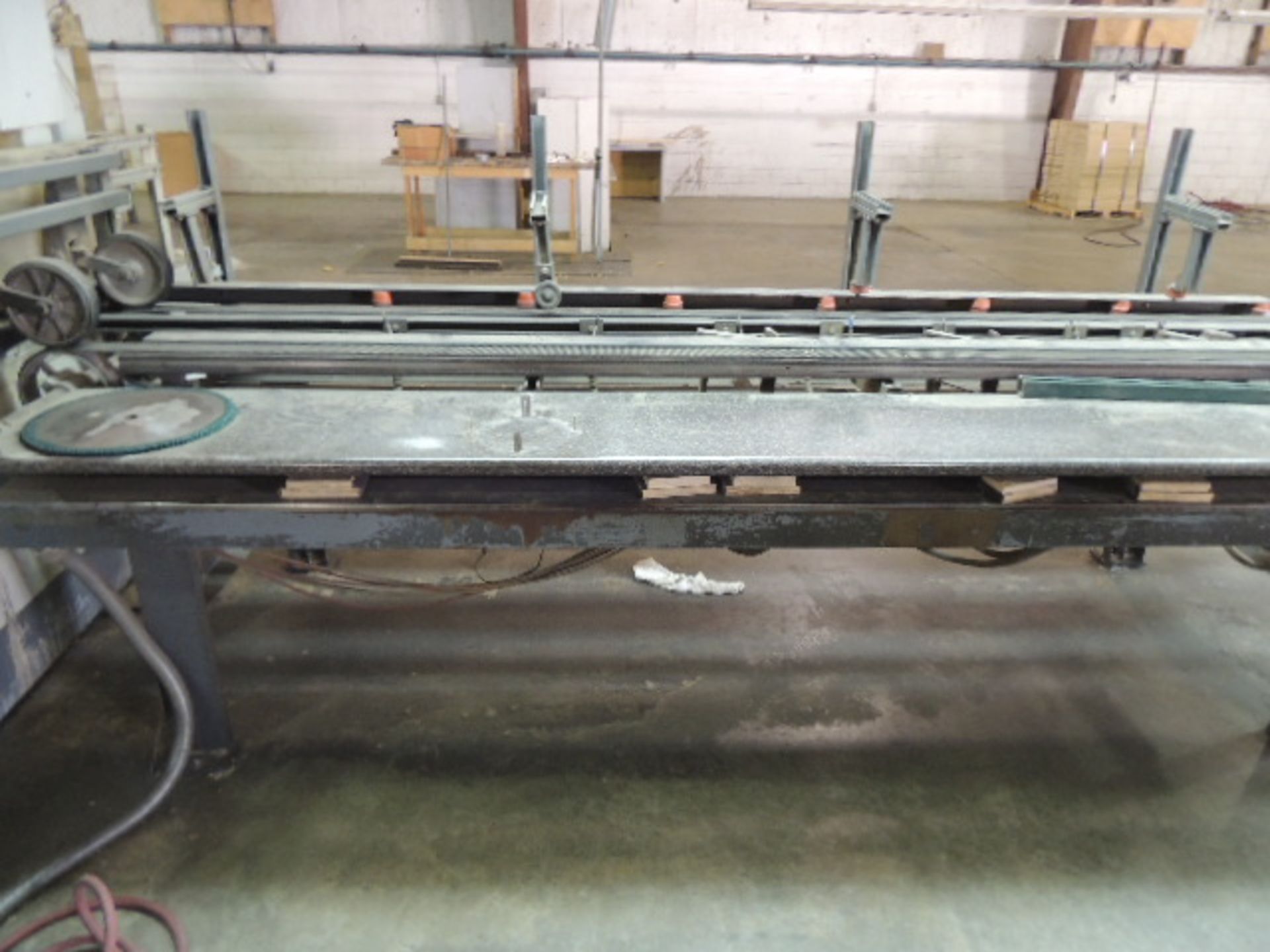 4400 End Trim Saw, infeed table 144"x41"x44", out feed 144"x38"x32", (4) roller tables 12'x24" - Image 7 of 8