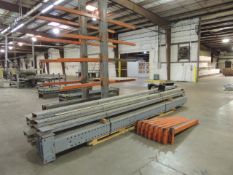 Lot: cantilever racks, (12) uprights, 18'x9"x4", NO BASE, (8) 5' arms, (2) T bases, 12'x9'x4" w/