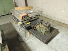 Lot: (1) 4000lb 10'x33" w/ hydraulic unit foot control, (1) 4000lb 6'x3' hand control, 480v, (1)