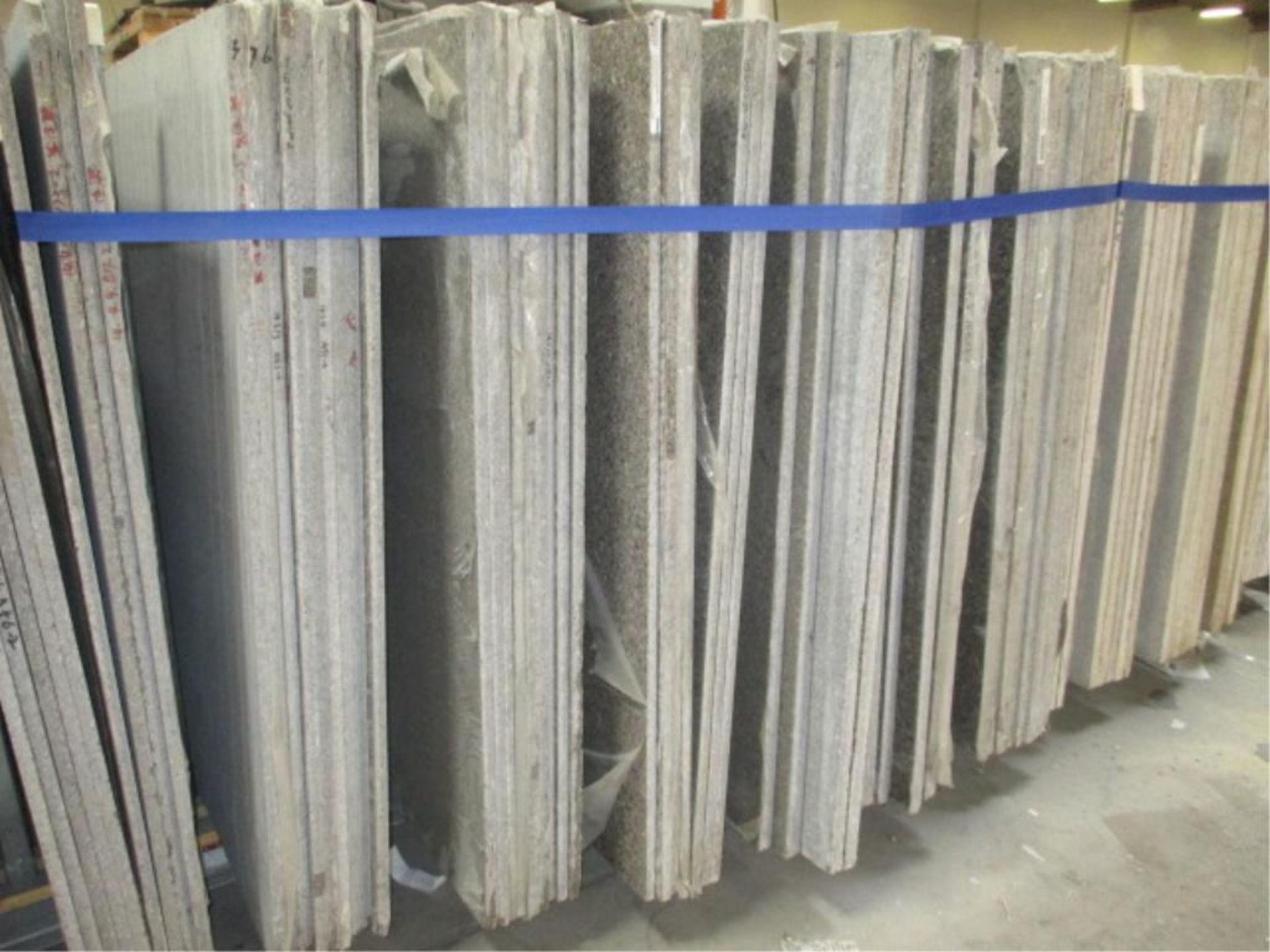 Lot: (51) Assorted Quartz Stone Slabs with (4) Wood A-Frames [click on PDF Hyperlink Located in