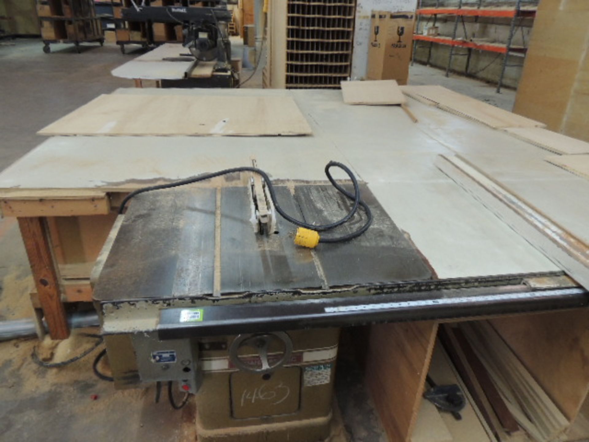 Powermatic 66 Table Saw, 38"x28" tilt table, shop built, table included, 460v. SN# 8266165. HIT# - Image 3 of 4