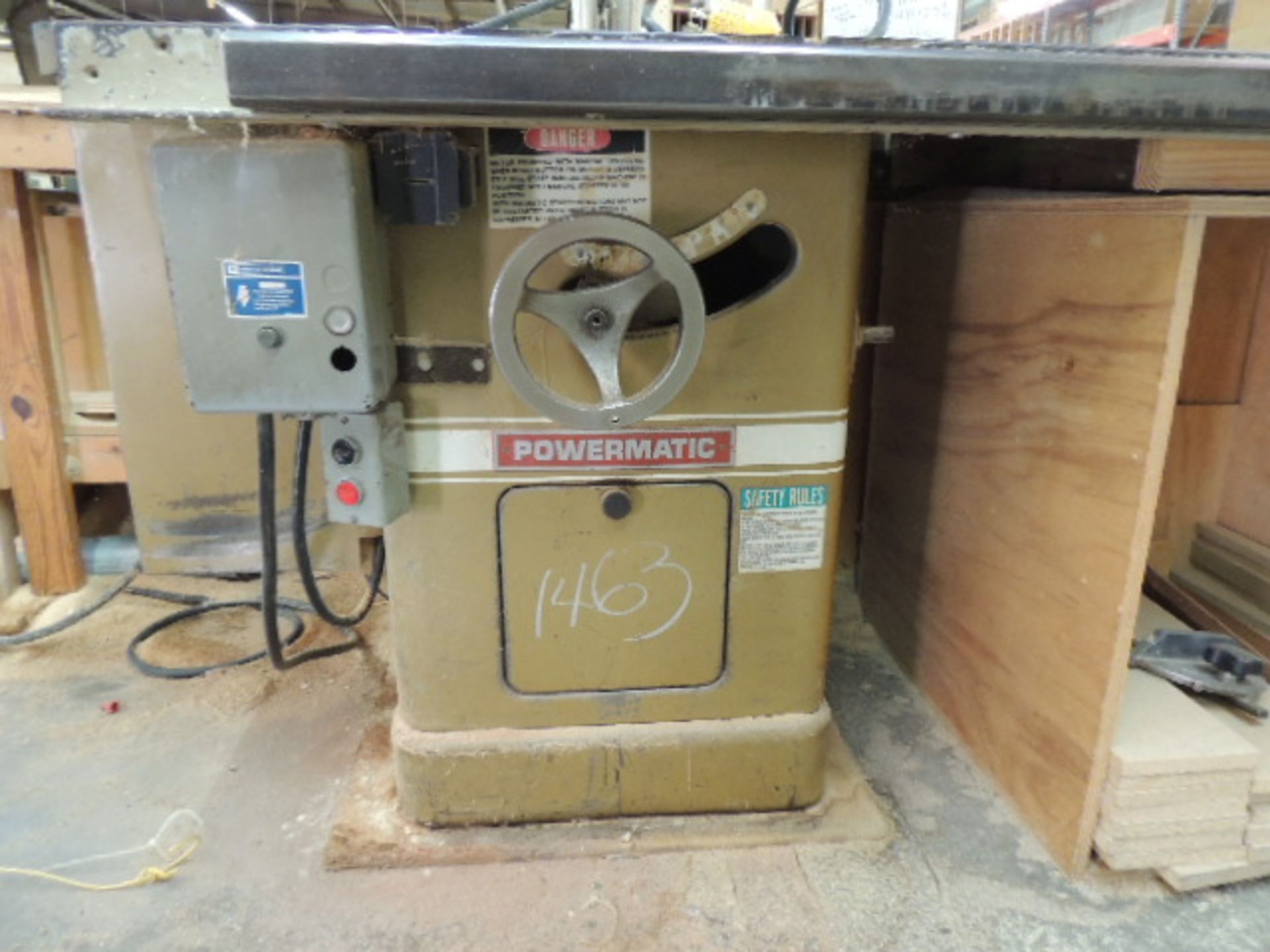 Powermatic 66 Table Saw, 38"x28" tilt table, shop built, table included, 460v. SN# 8266165. HIT# - Image 2 of 4