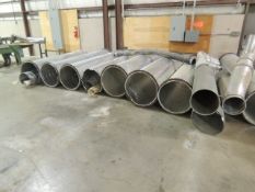 Lot: (10) dust collection pipes, various sizes up to 26" dia. , pallet of various connectors. HIT#