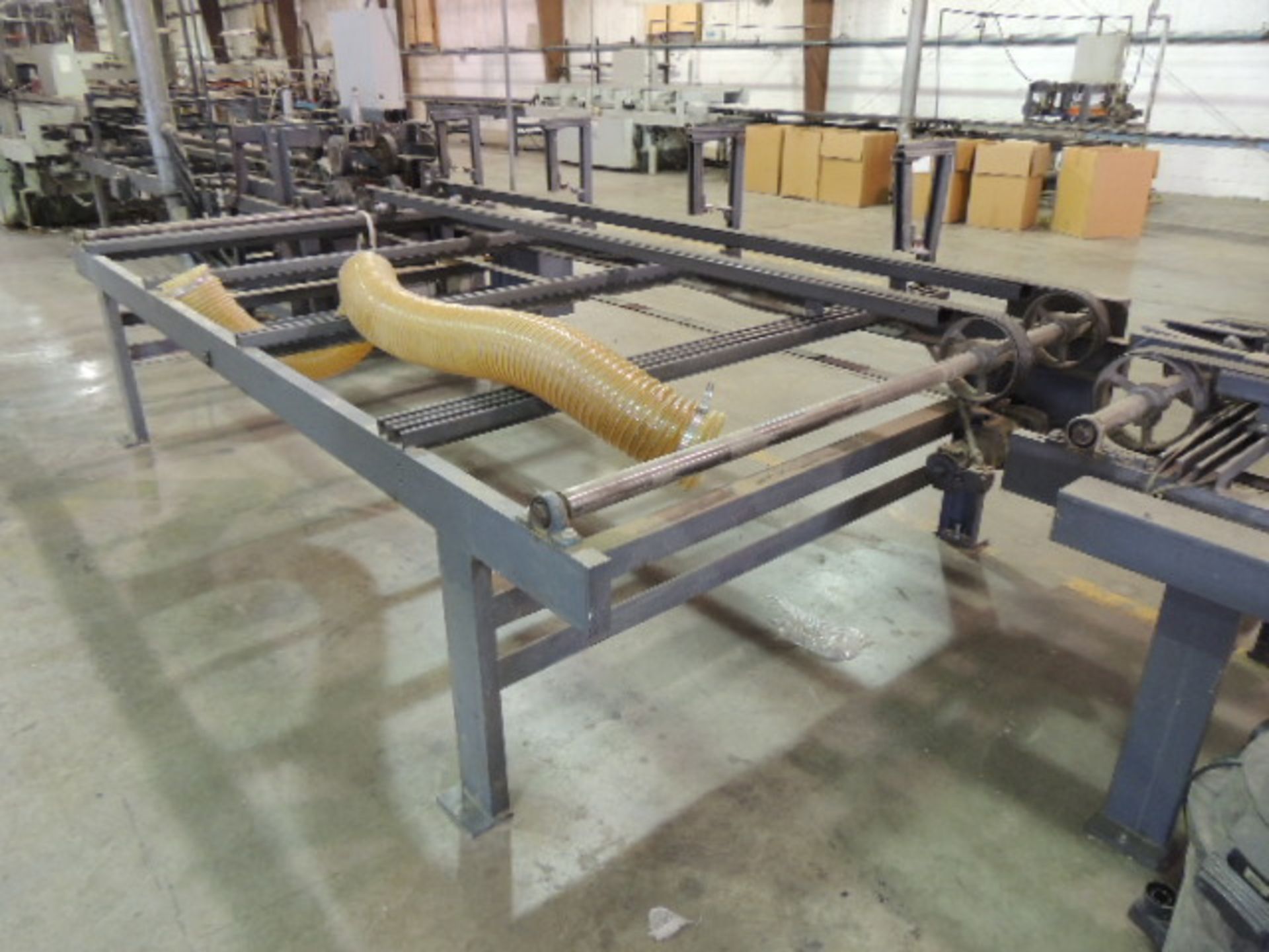 4400 End Trim Saw, infeed table 144"x41"x44", out feed 144"x38"x32", (4) roller tables 12'x24" - Image 6 of 8