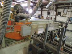 4400 End Trim Saw, infeed table 144"x41"x44", out feed 144"x38"x32", (4) roller tables 12'x24"