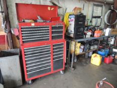 Craftsman Lot: Craftsman rolling tool box and contents, to include end wrenches, sockets, (most