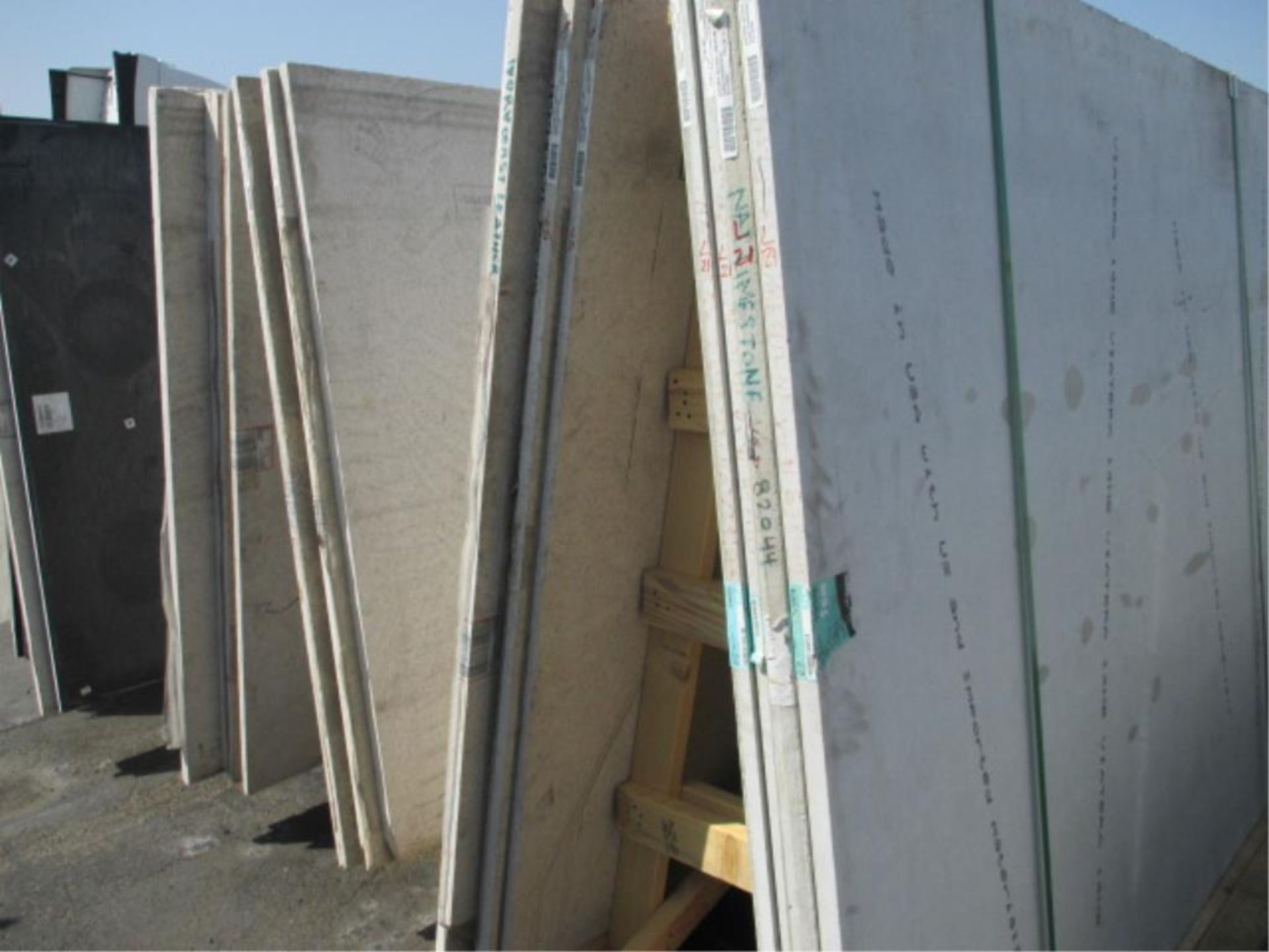 Lot: (52) Assorted Quartz Stone Slabs with (4) Wood A-Frames [metal a-frames will be replaced with - Image 4 of 5