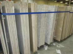 Lot: (51) Assorted Quartz Stone Slabs with (4) Wood A-Frames [click on PDF Hyperlink Located in