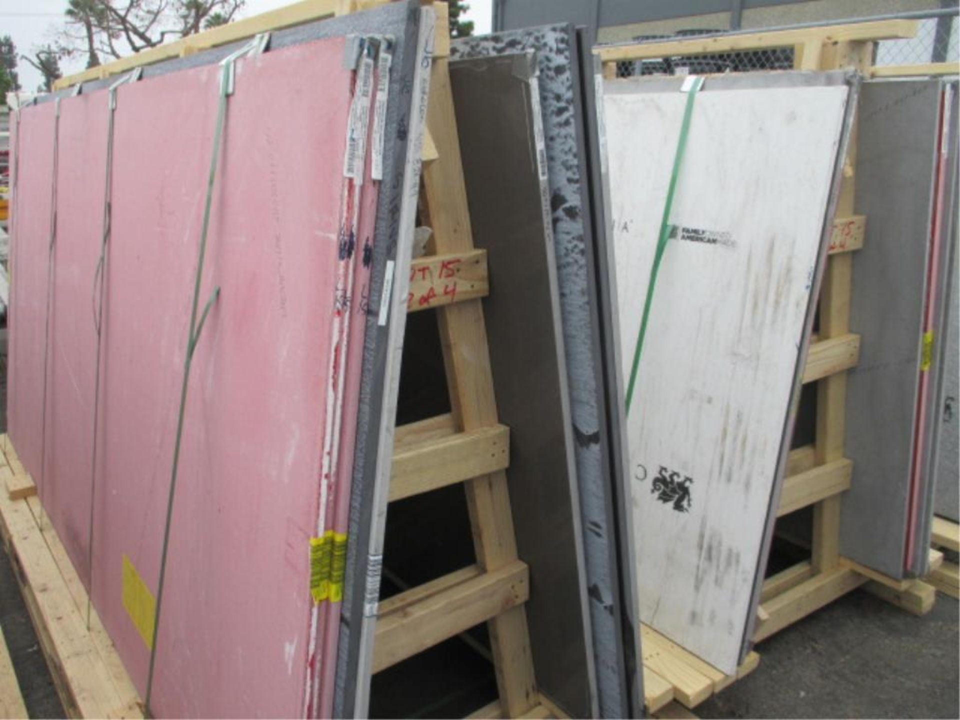 Lot: (57) Assorted Quartz Stone Slabs with (4) Wood A-Frames [Click on PDF Hyperlink Located in - Image 3 of 4