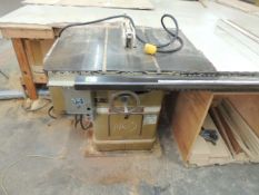 Powermatic 66 Table Saw, 38"x28" tilt table, shop built, table included, 460v. SN# 8266165. HIT#