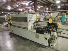 HOMAG KLO.74/QA/20 Edge bander, control, w/hot melt unit, 460v, Yr. 1997. Running until disconnected