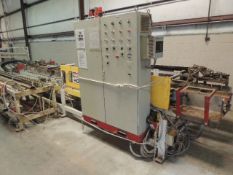 VT Automation Post Former. Ram, w/ infeed conveyor, AB 1336 control box, control panel, 460v. NEED